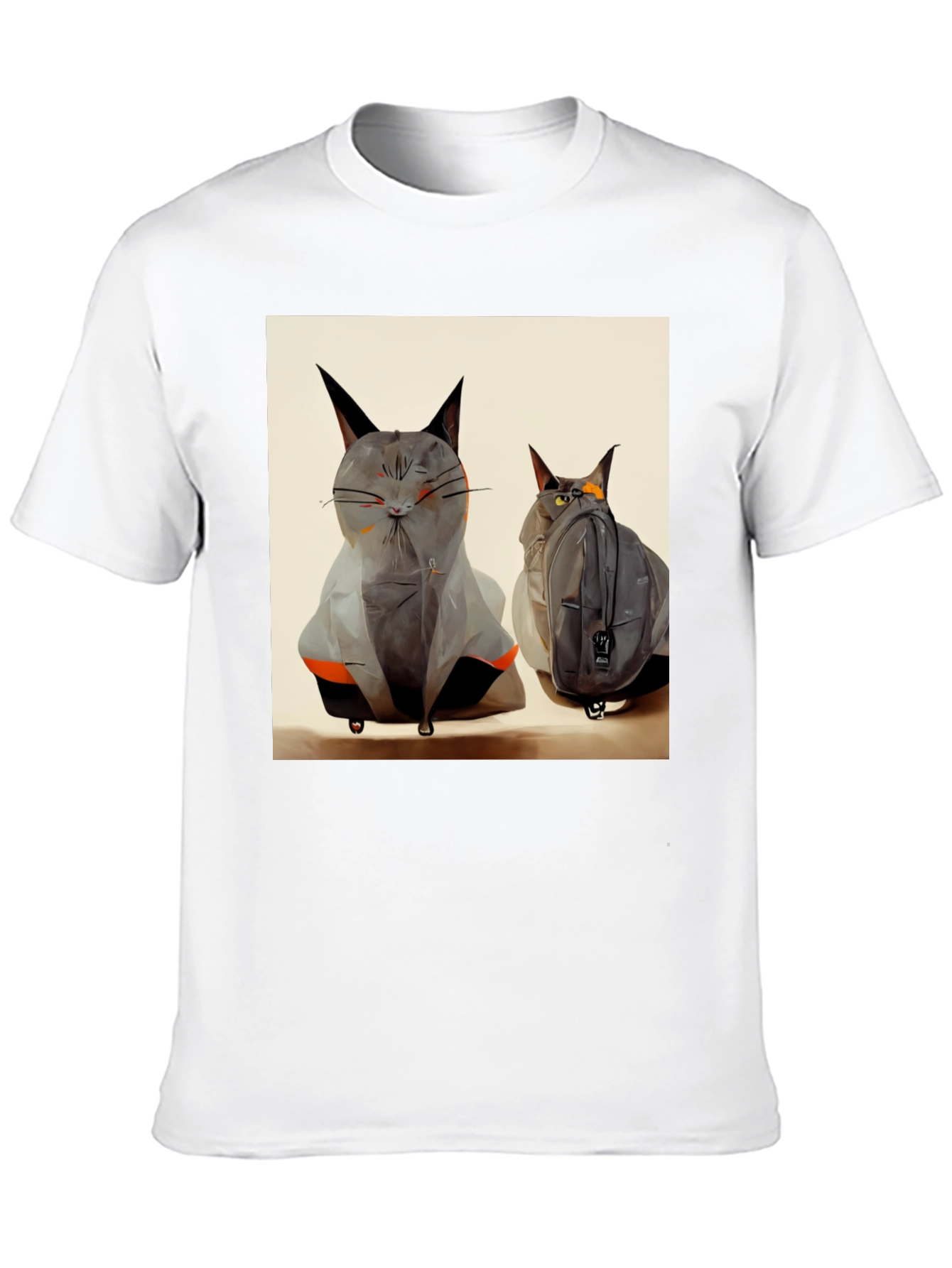 Cat Luggage Graphic Tee - Travel in Style