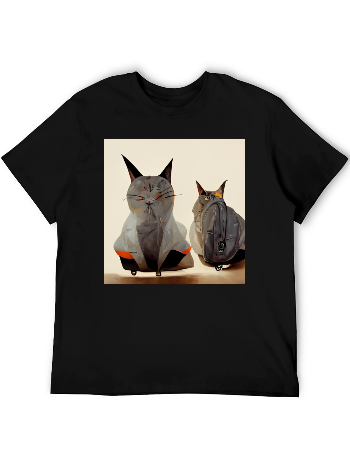 Cat Luggage Graphic Tee - Travel in Style