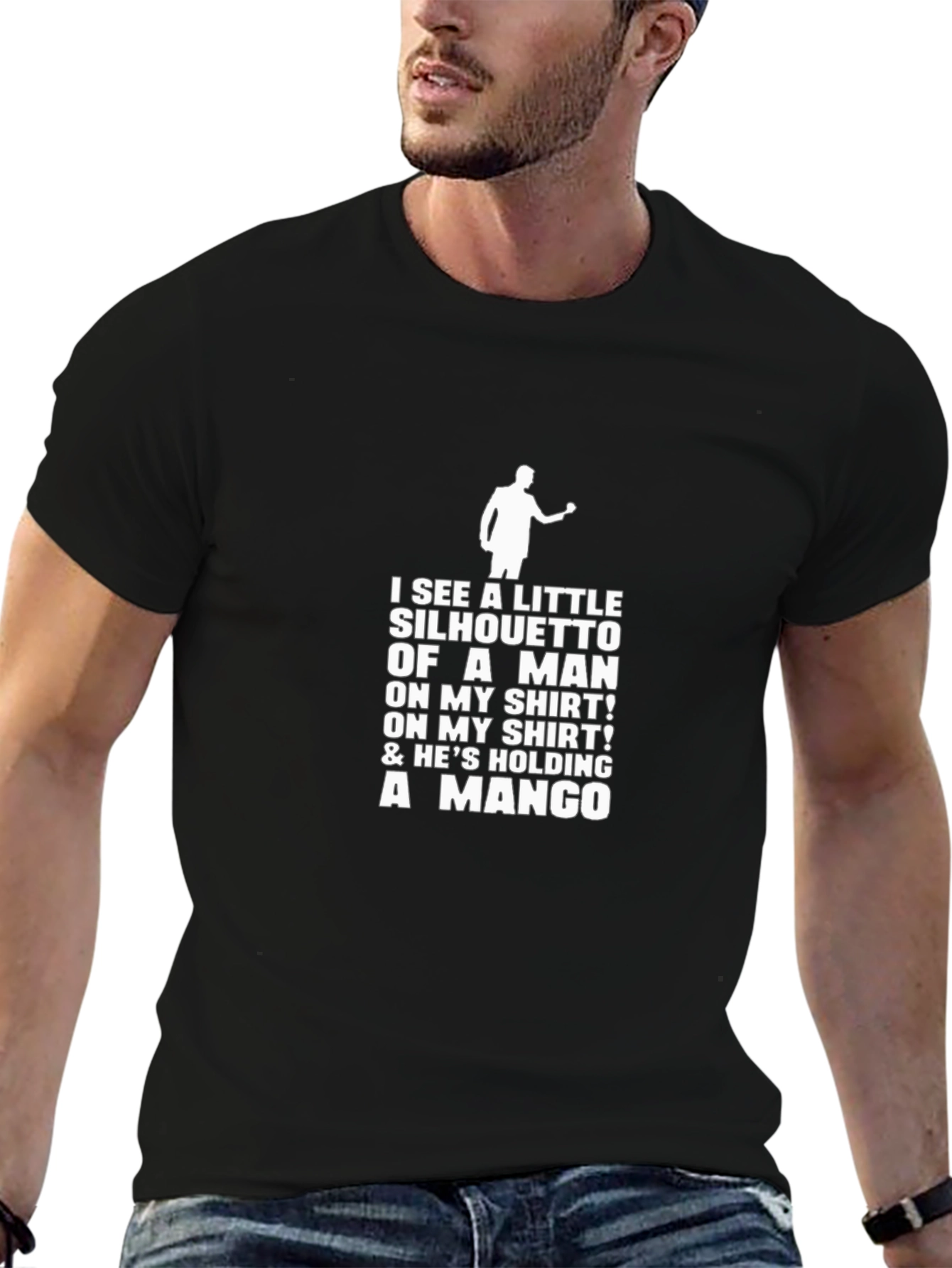Silhouette Man Mango T-Shirt - Black Graphic Tee