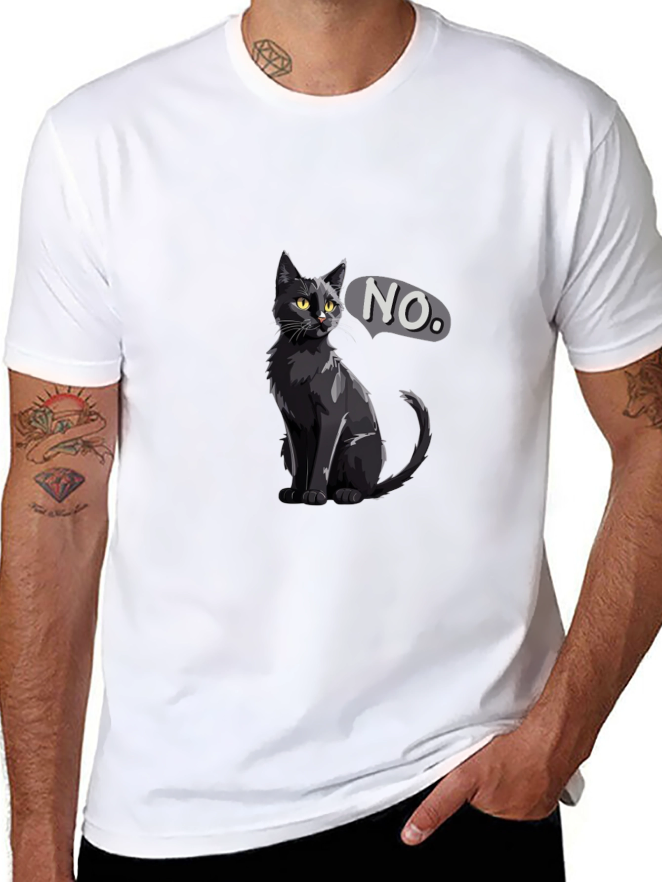 Black Cat NO T-Shirt - Sarcastic Graphic Tee