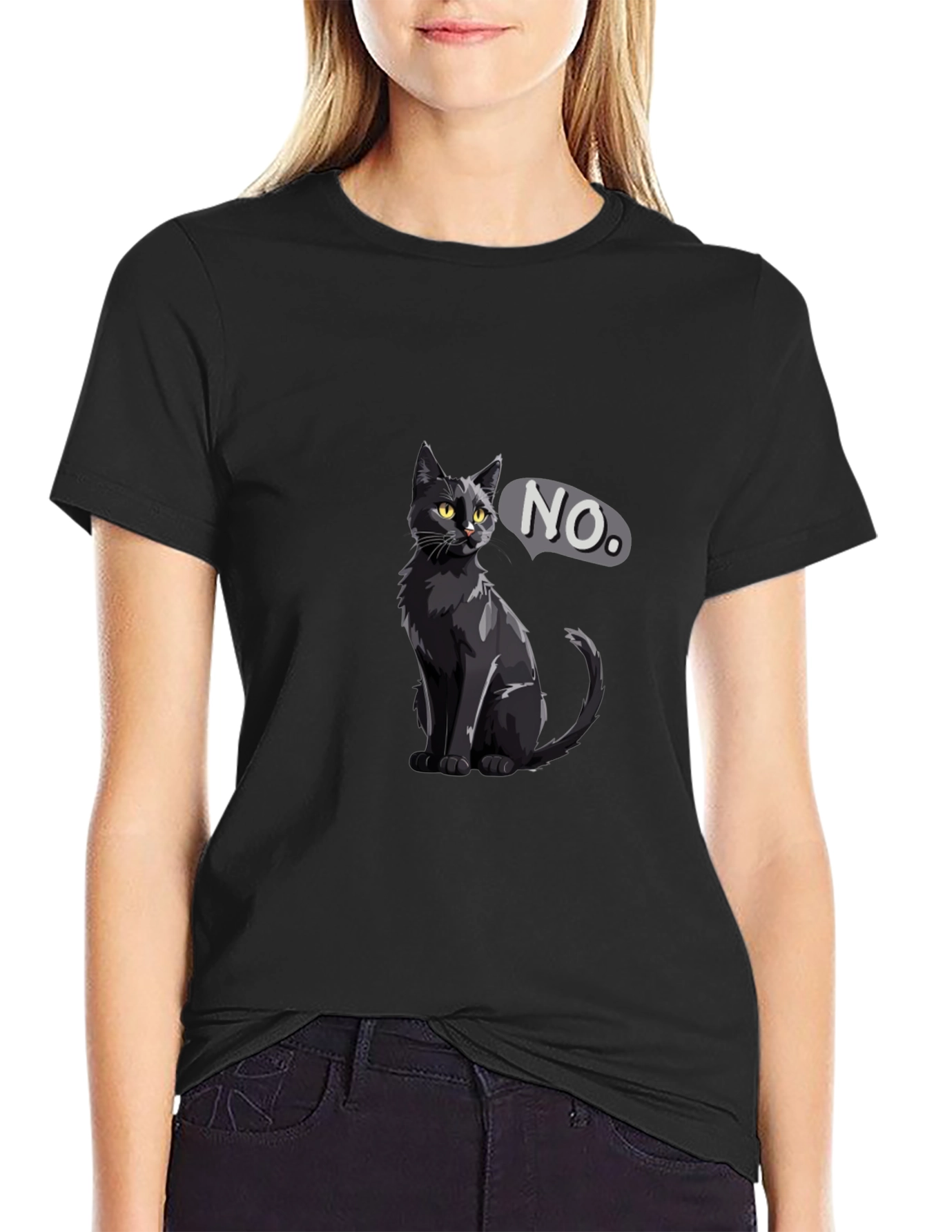 Black Cat NO T-Shirt - Sarcastic Graphic Tee