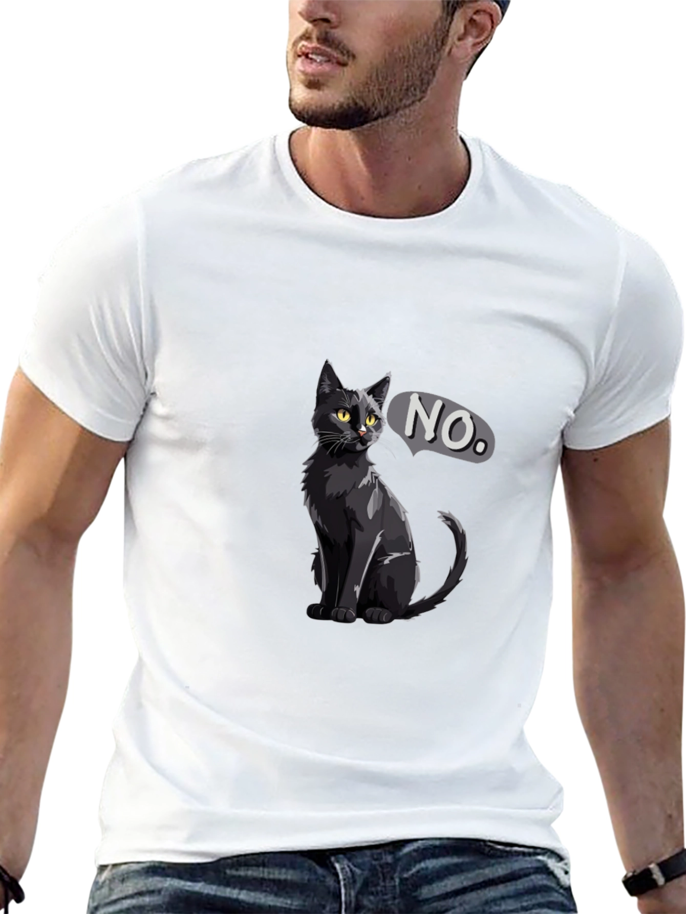 Black Cat NO T-Shirt - Sarcastic Graphic Tee