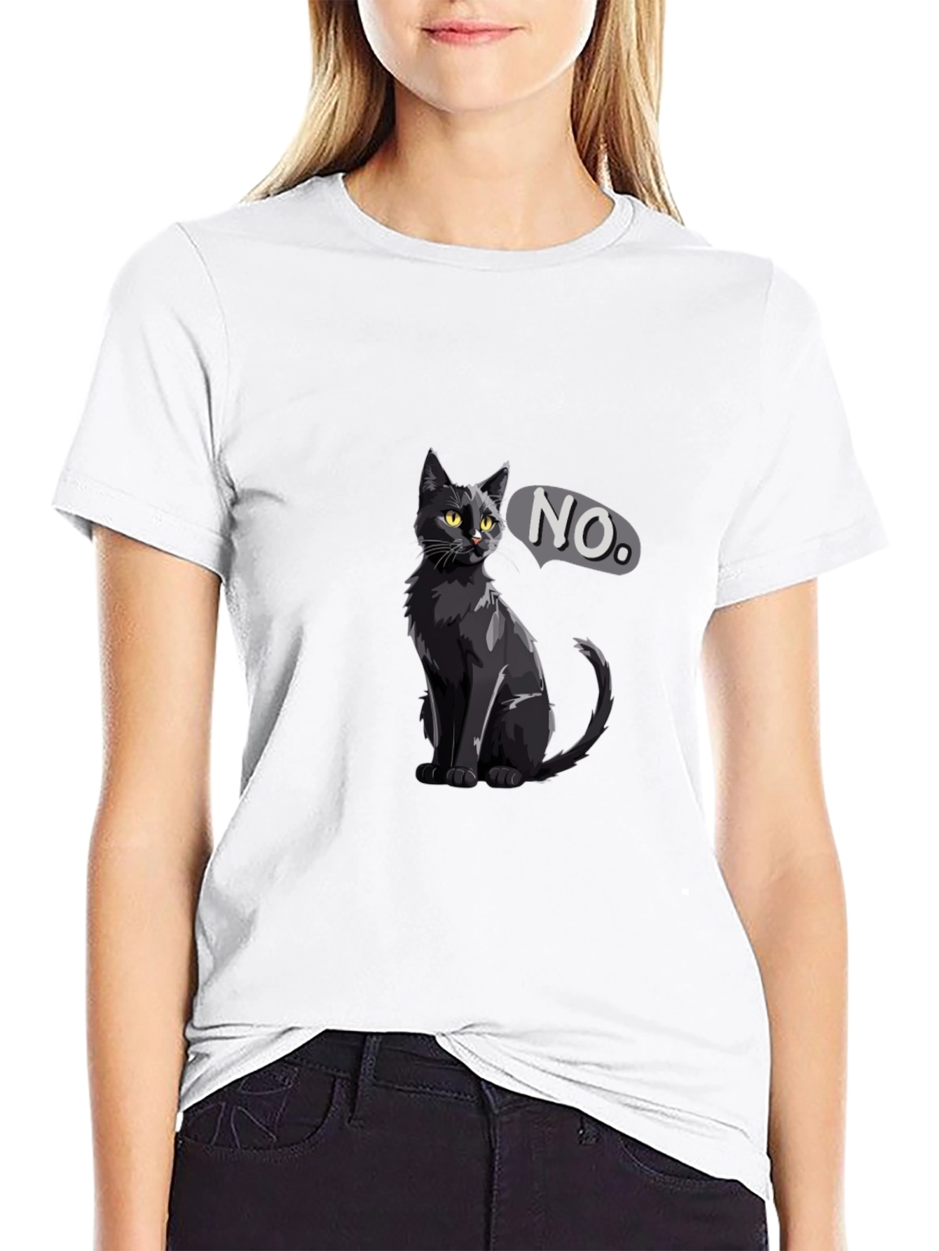 Black Cat NO T-Shirt - Sarcastic Graphic Tee
