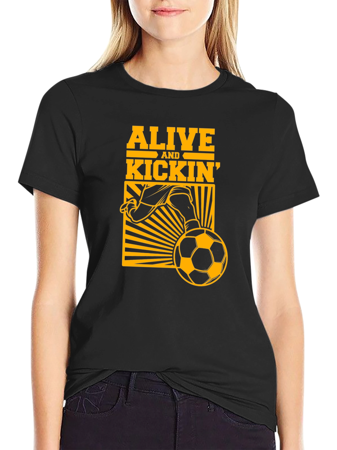 Alive and Kickin Soccer Graphic Tee - Black