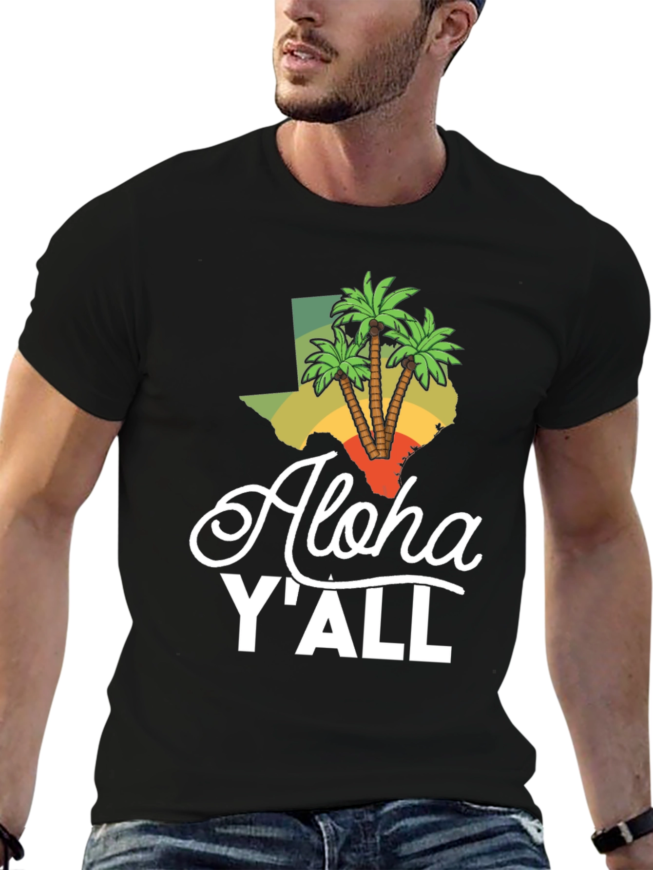 Aloha YAll Texas Palm Tree T-Shirt