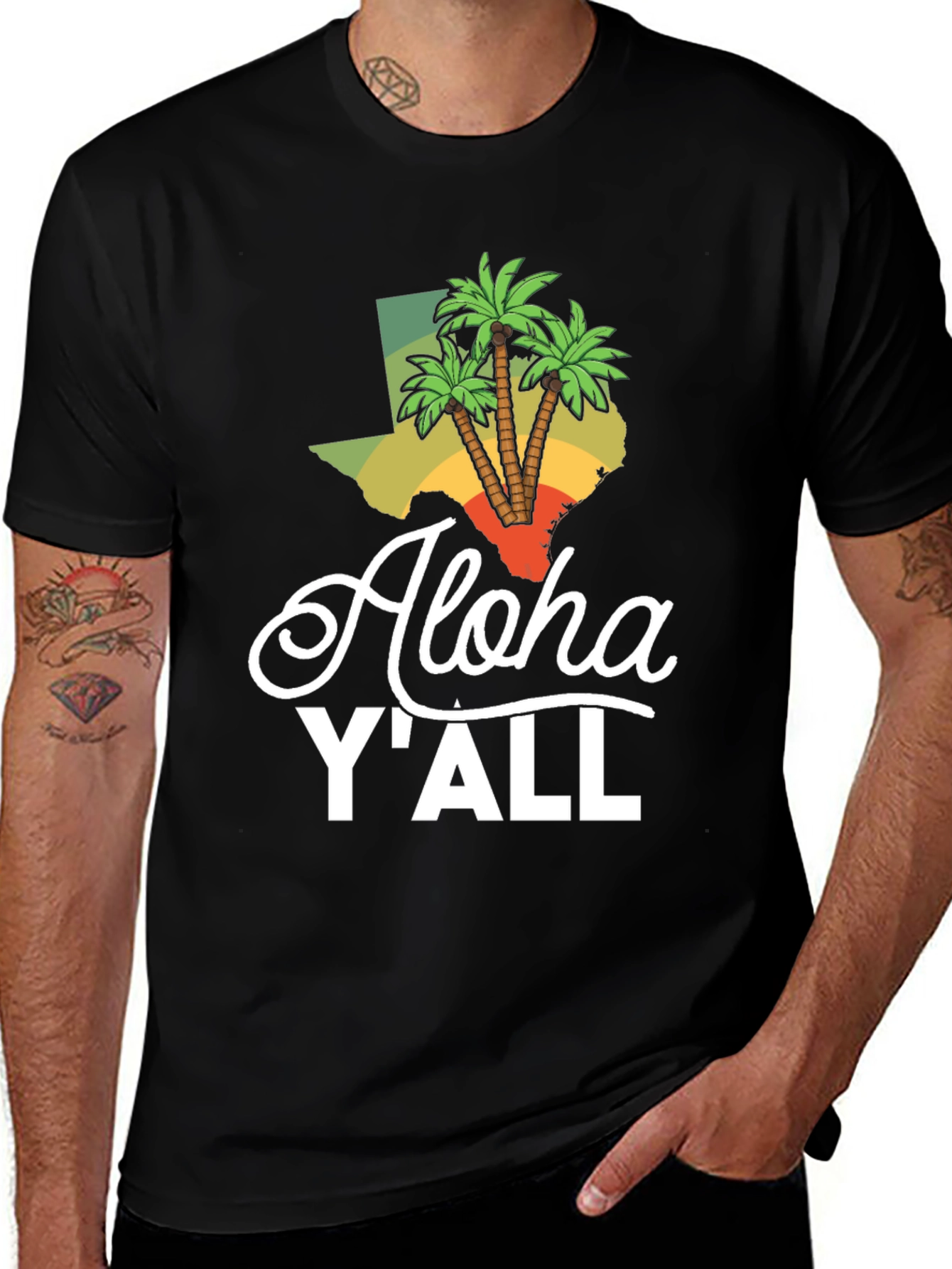 Aloha YAll Texas Palm Tree T-Shirt