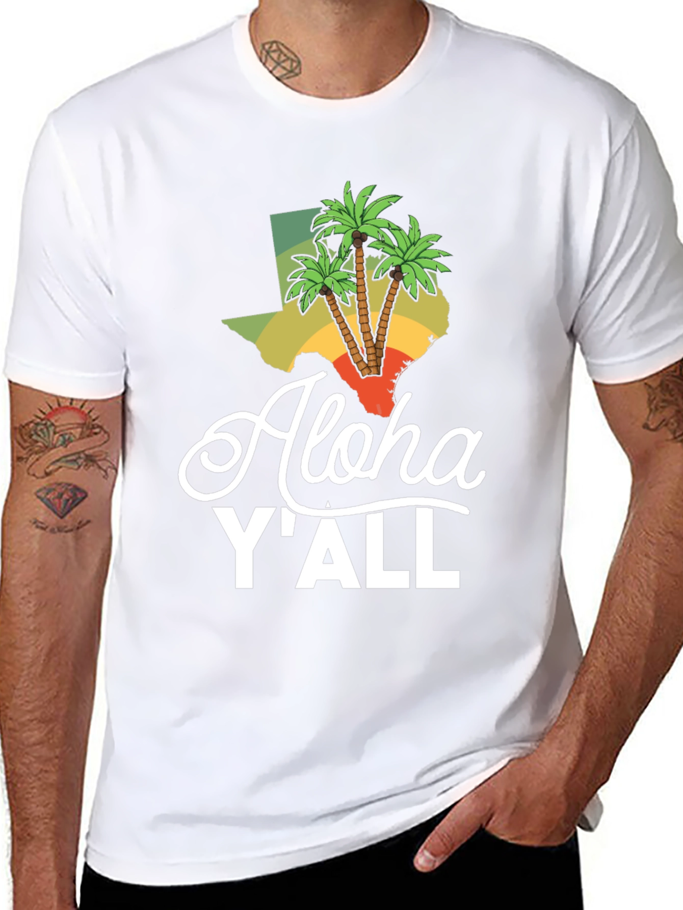 Aloha YAll Texas Palm Tree T-Shirt
