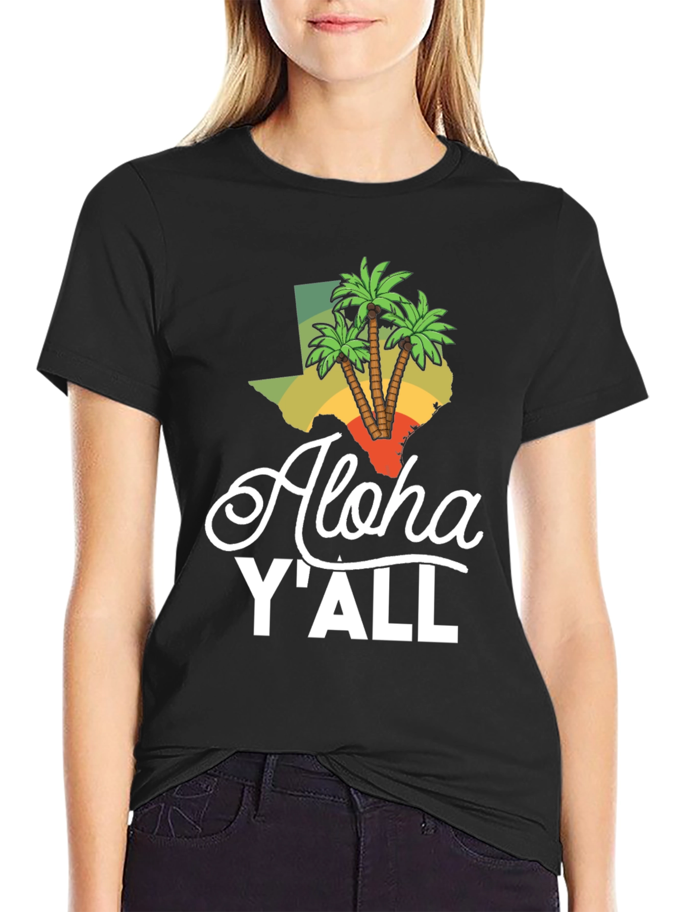Aloha YAll Texas Palm Tree T-Shirt