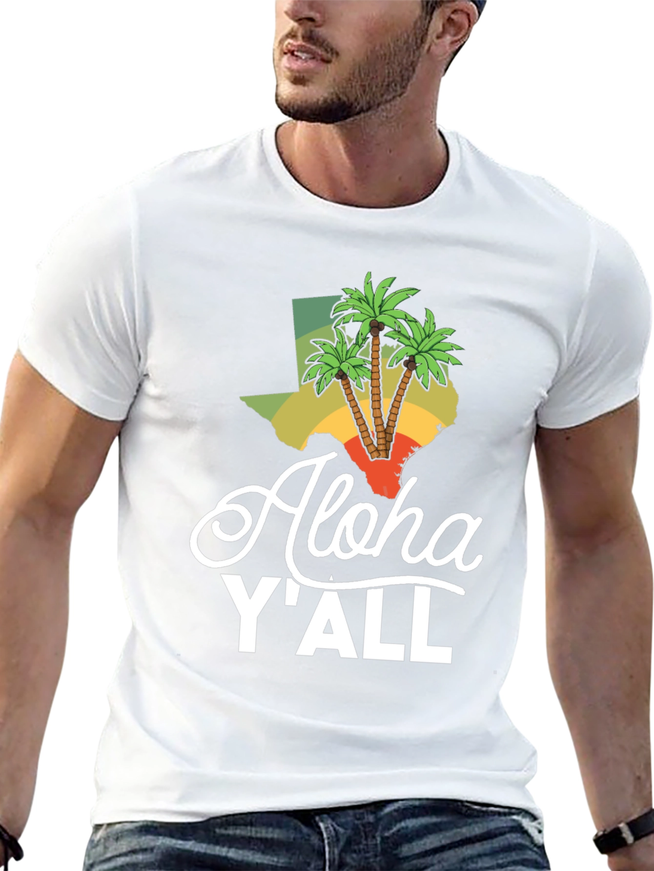 Aloha YAll Texas Palm Tree T-Shirt