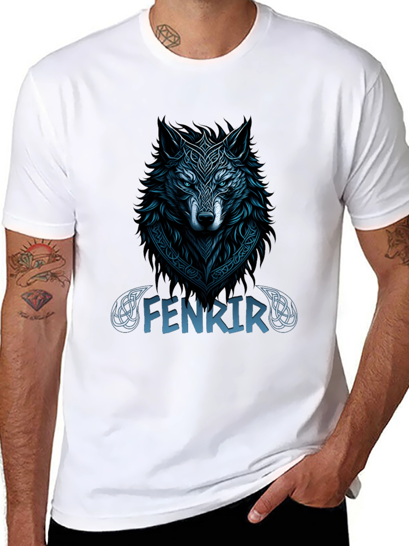 Fenrir Wolf Graphic T-Shirt - Viking Style