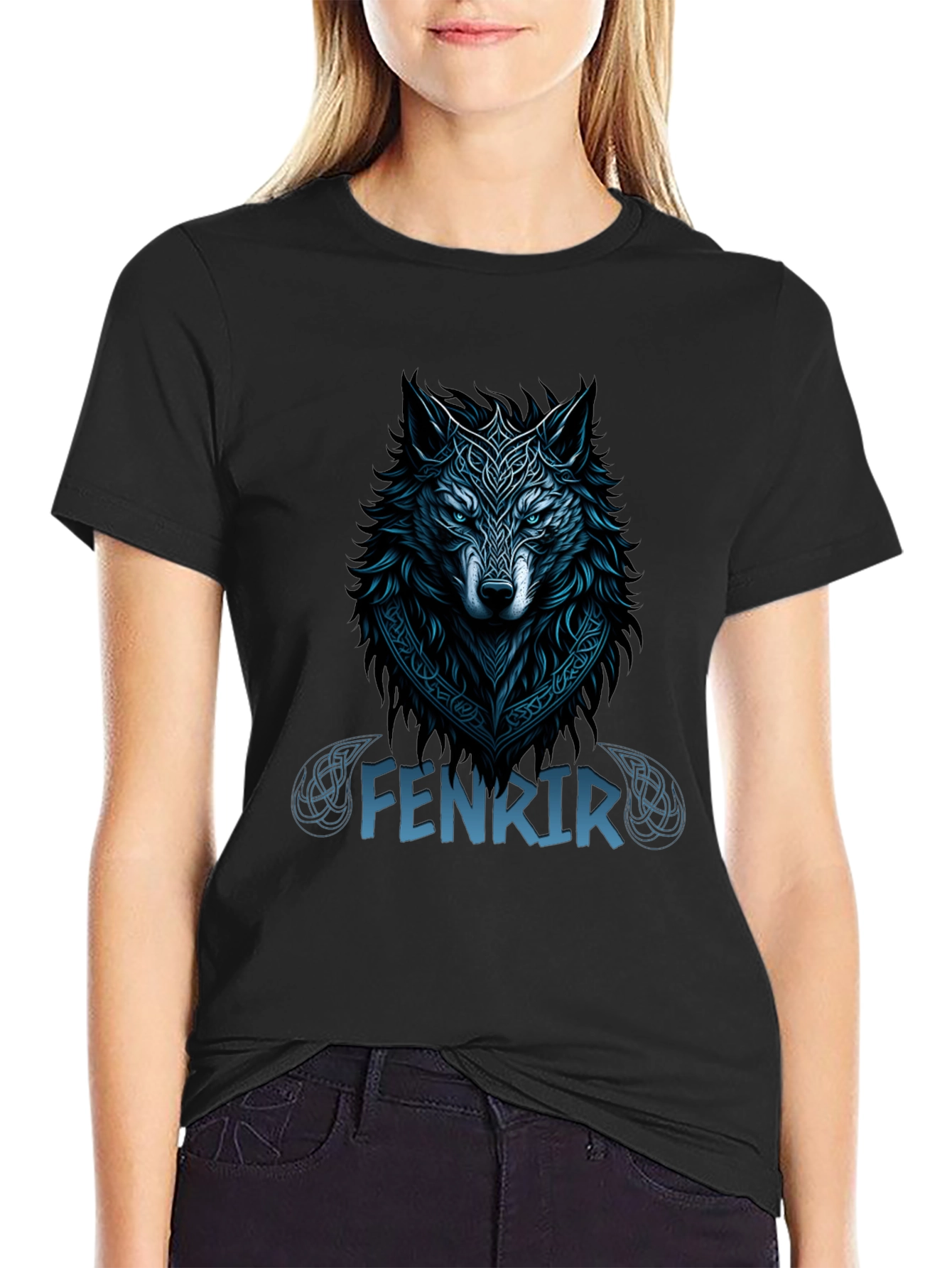 Fenrir Wolf Graphic T-Shirt - Viking Style