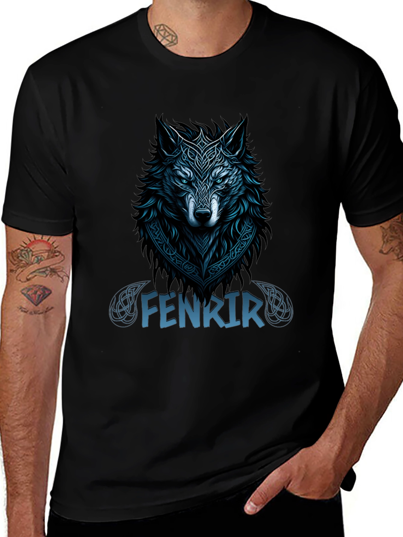 Fenrir Wolf Graphic T-Shirt - Viking Style