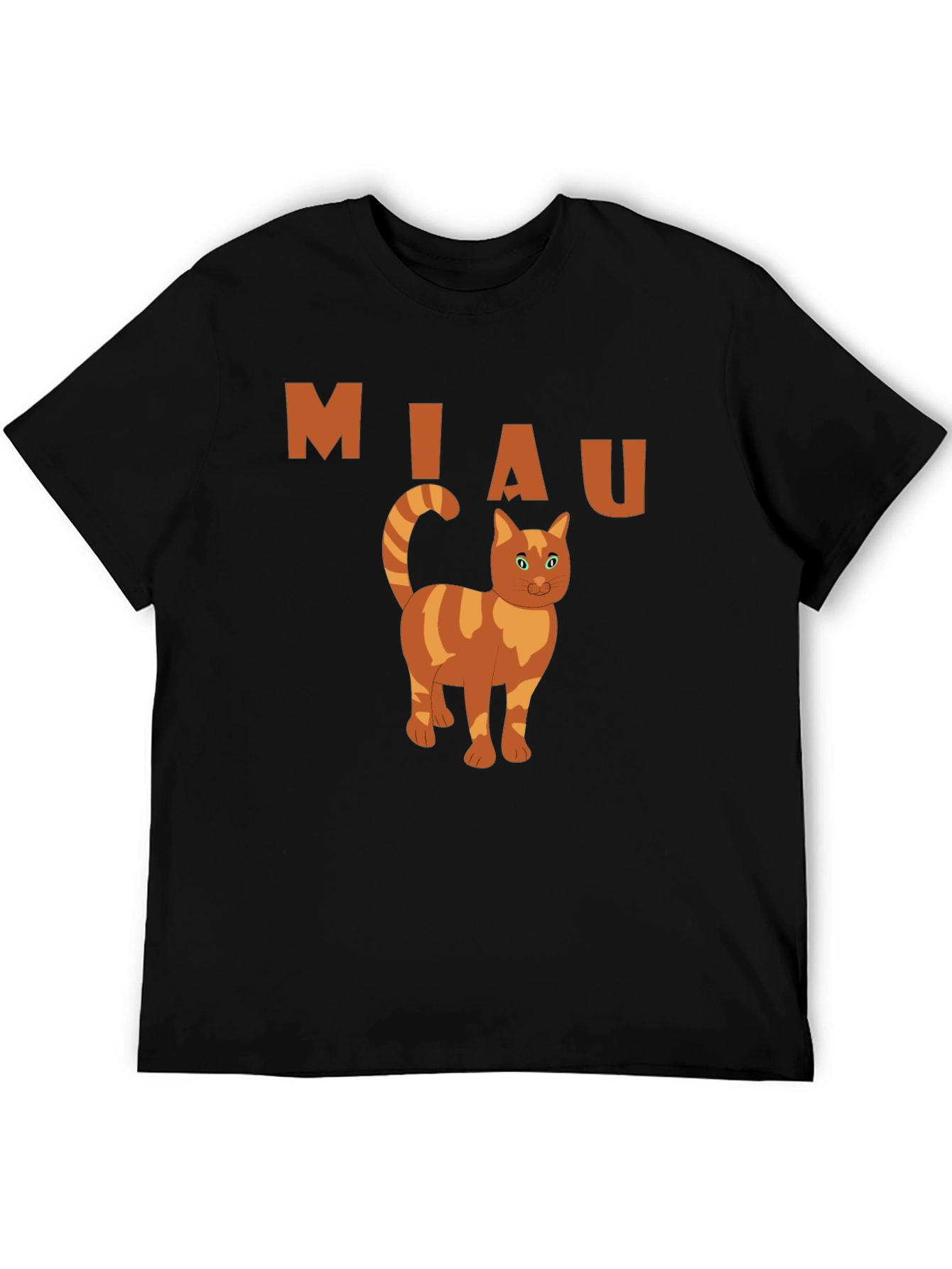 Miaw Cat Graphic Tee - Black Cotton Casual Shirt