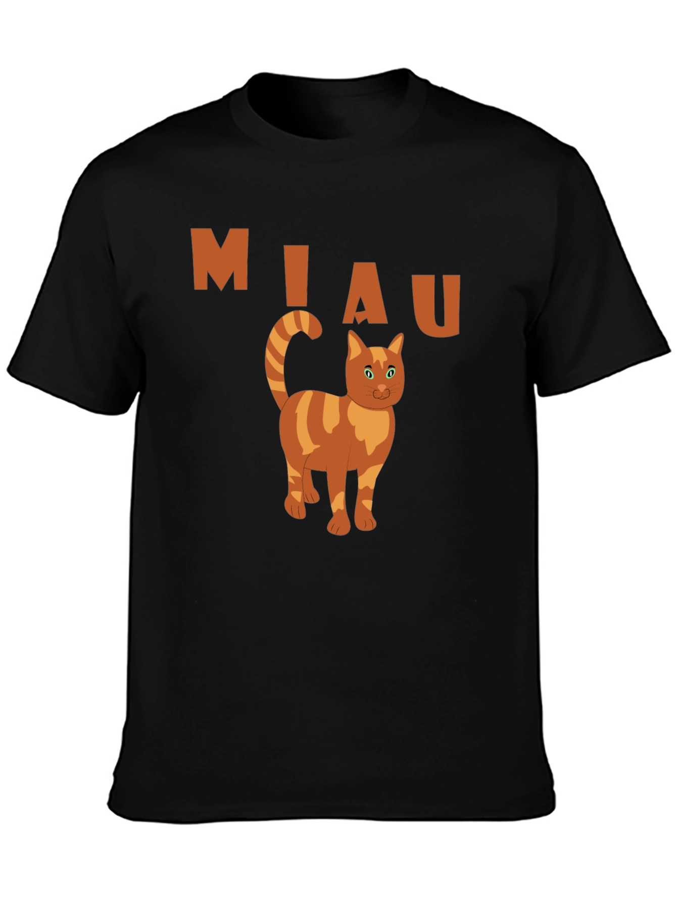 Miaw Cat Graphic Tee - Black Cotton Casual Shirt
