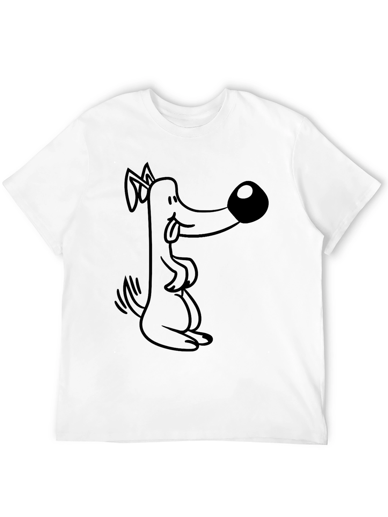 Cartoon Dog Graphic Tee - Black Cotton T-Shirt