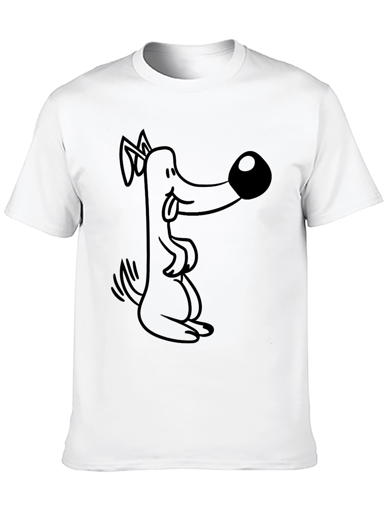 Cartoon Dog Graphic Tee - Black Cotton T-Shirt
