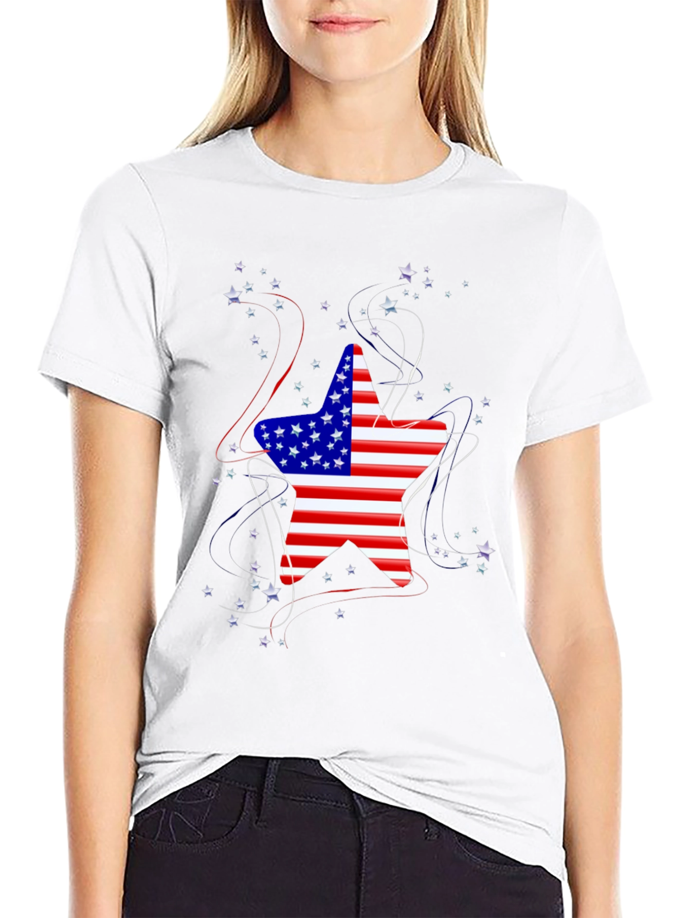 American Flag Star Graphic T-Shirt