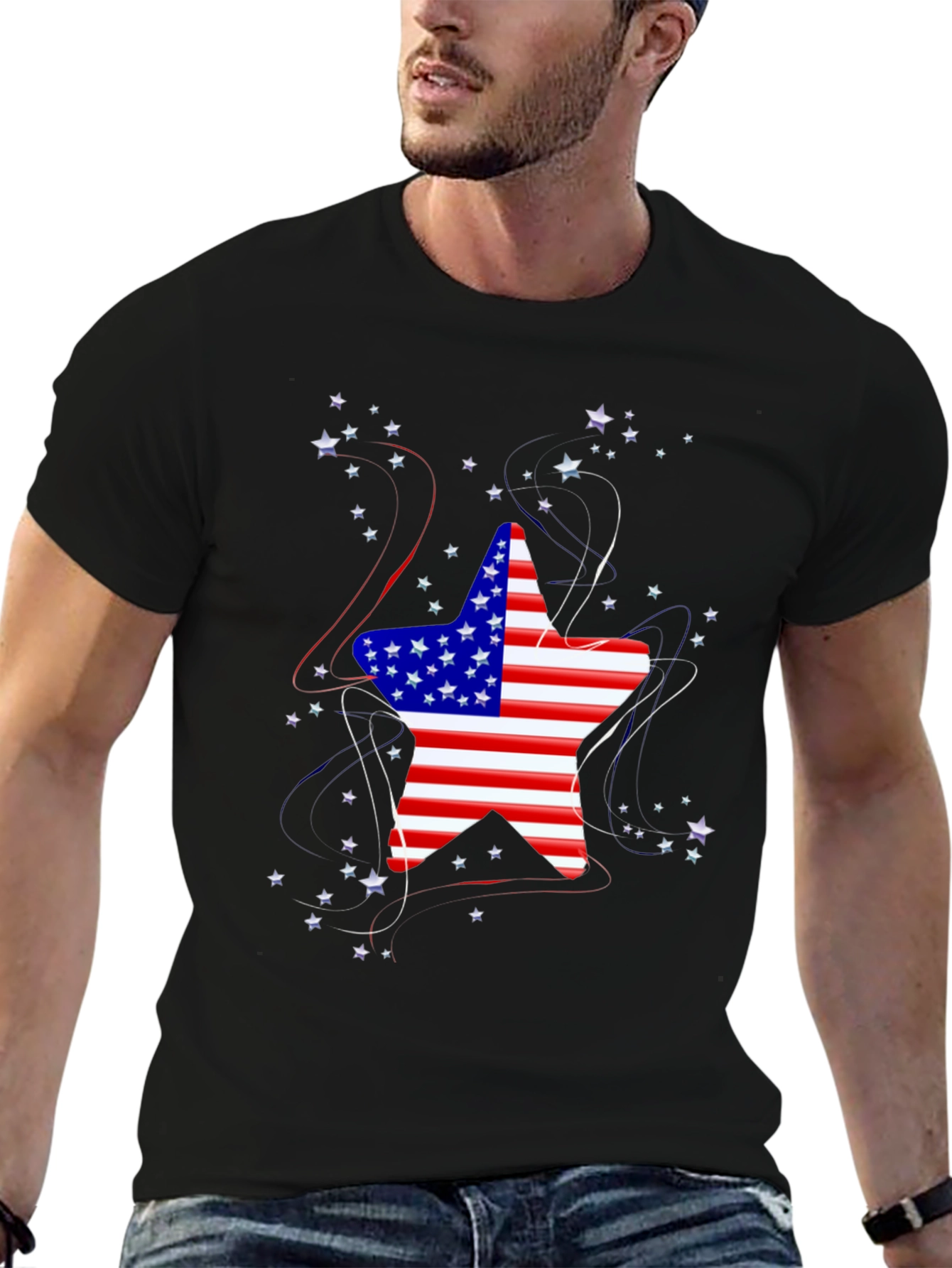 American Flag Star Graphic T-Shirt