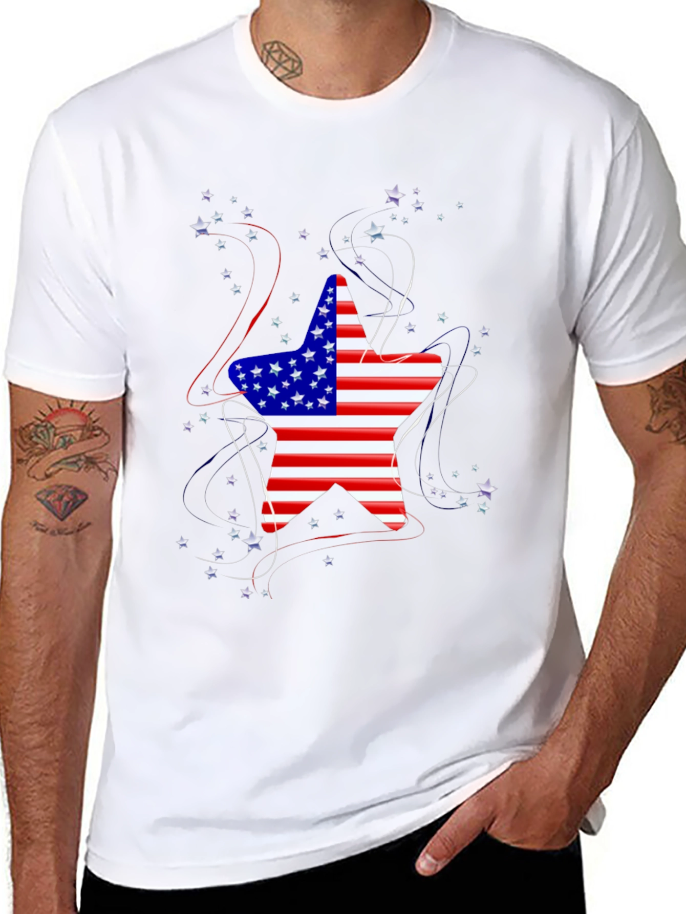 American Flag Star Graphic T-Shirt
