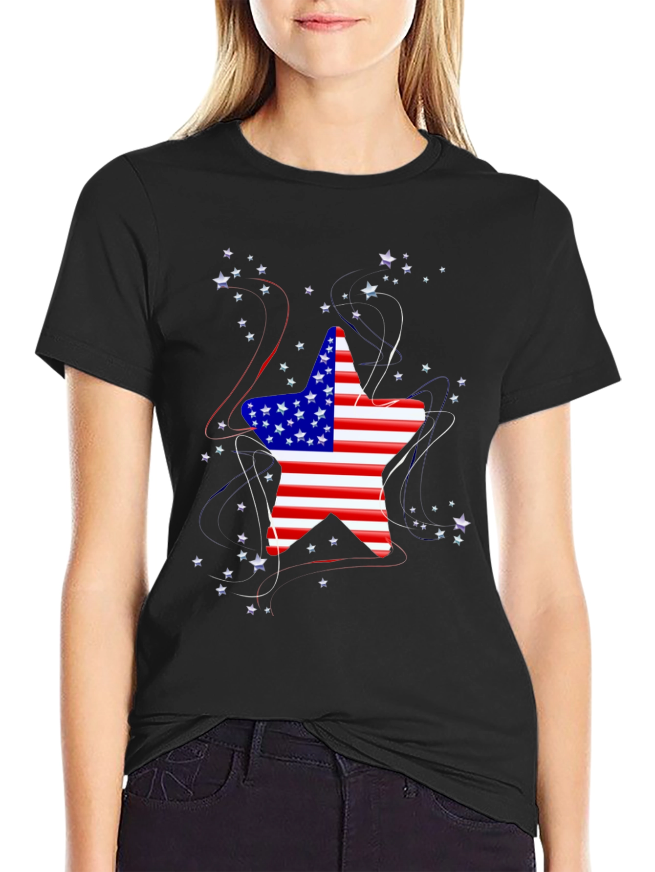 American Flag Star Graphic T-Shirt