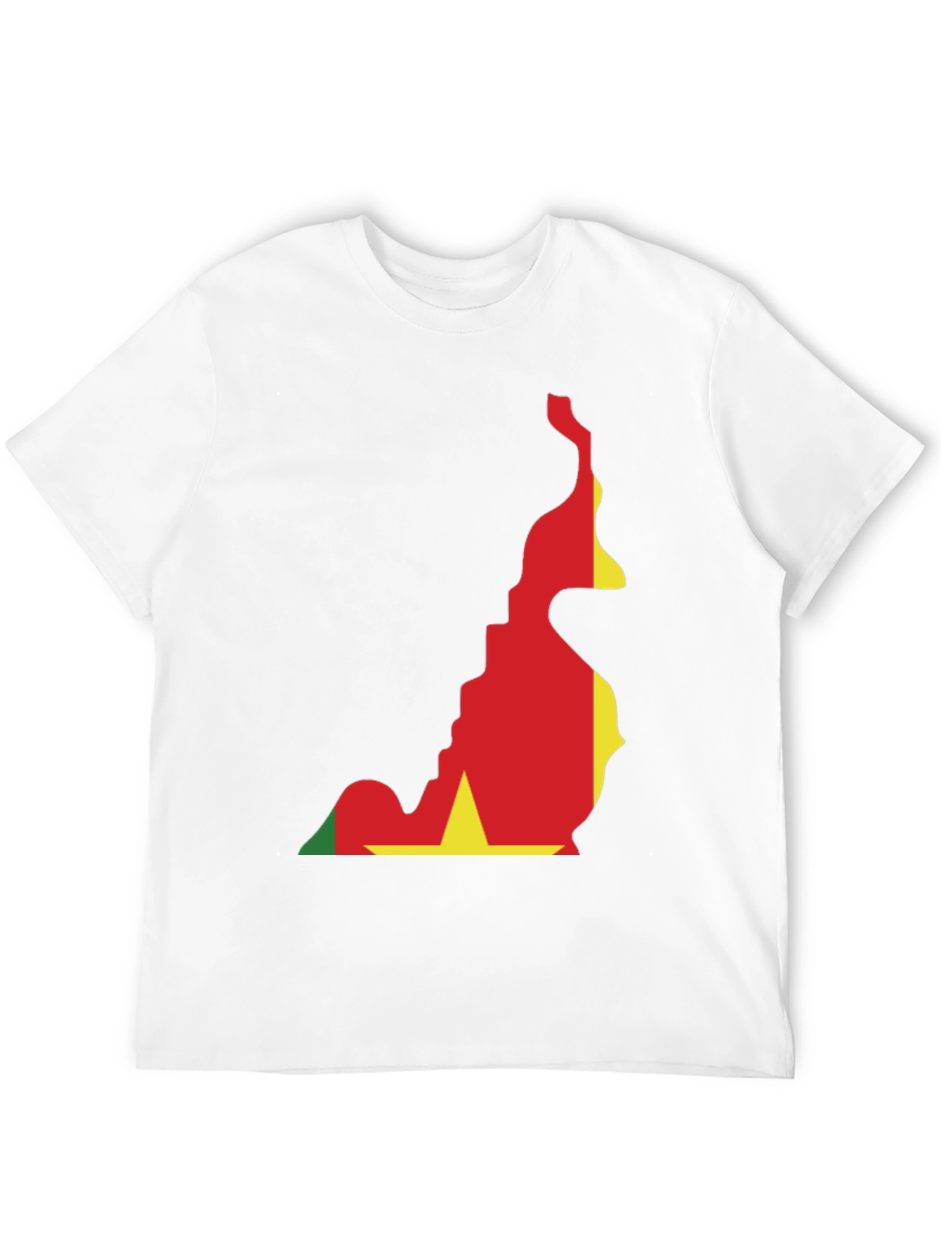 Cameroon Flag Map T-Shirt - Black Crew Neck Tee