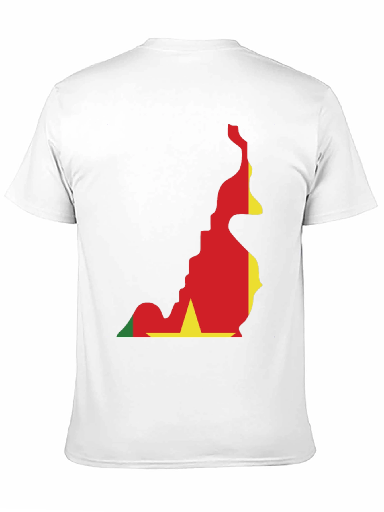 Cameroon Flag Map T-Shirt - Black Crew Neck Tee