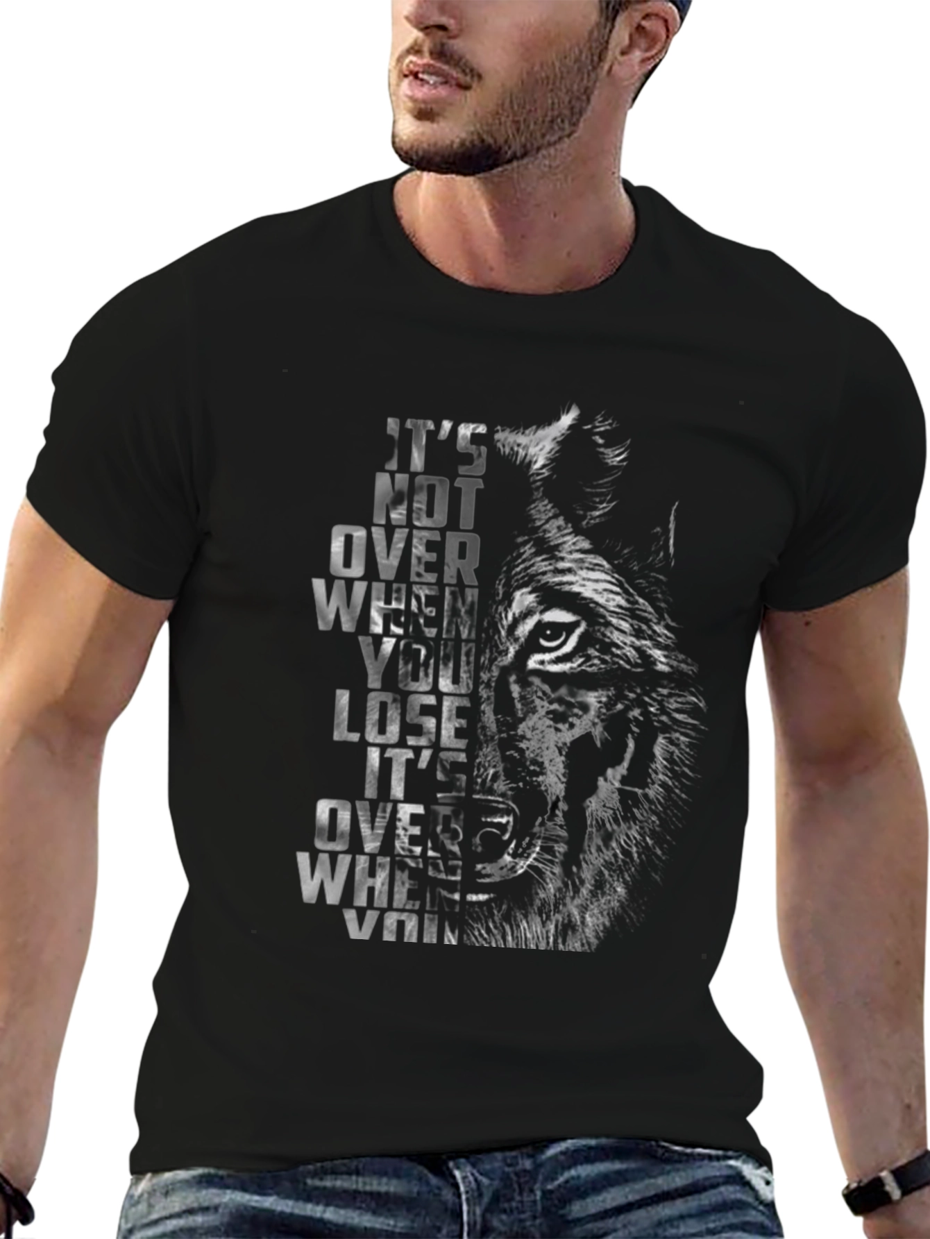Wolf Graphic Print Crew Neck T-Shirt