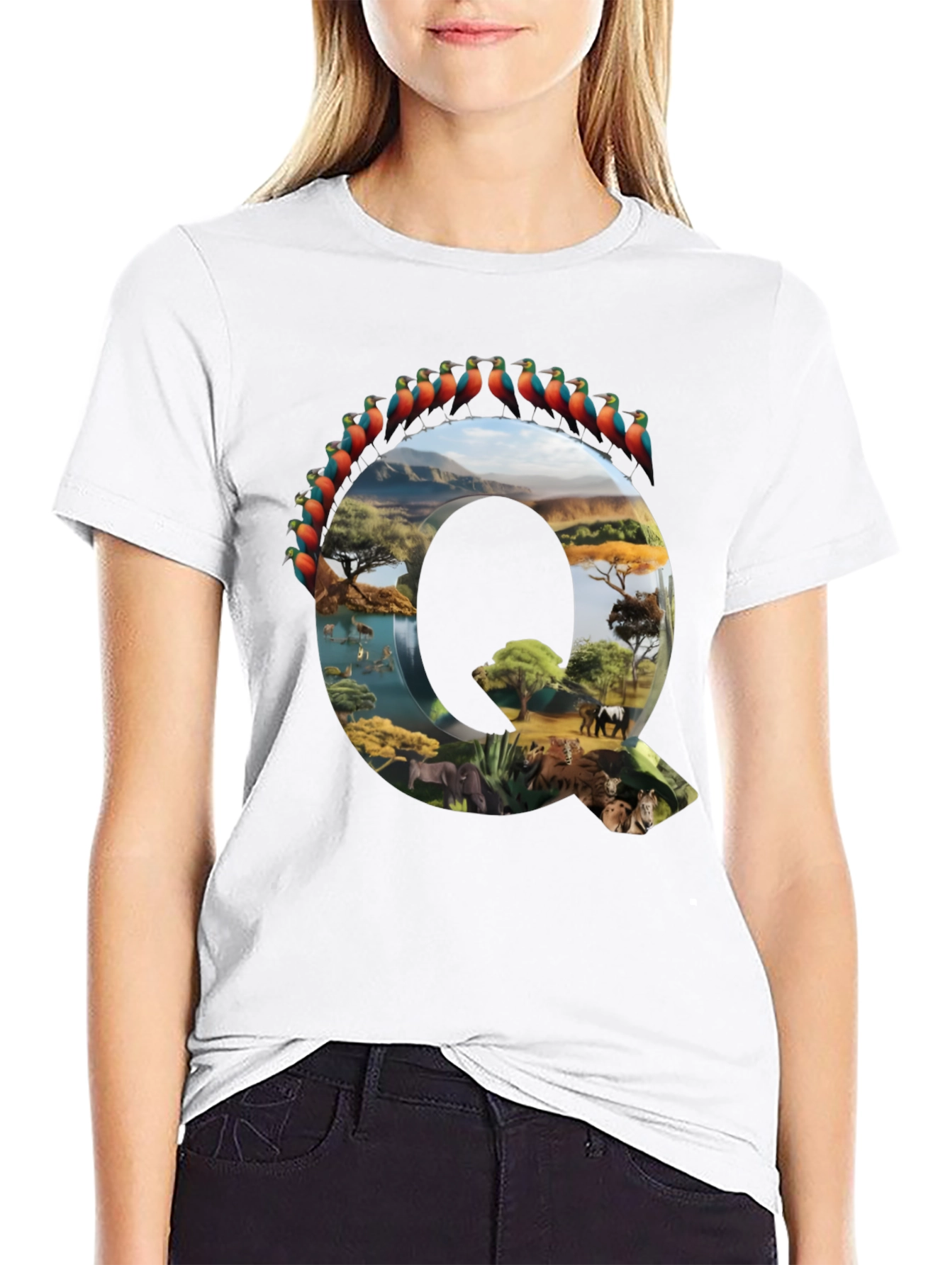 Safari Animals Letter Q Graphic Tee
