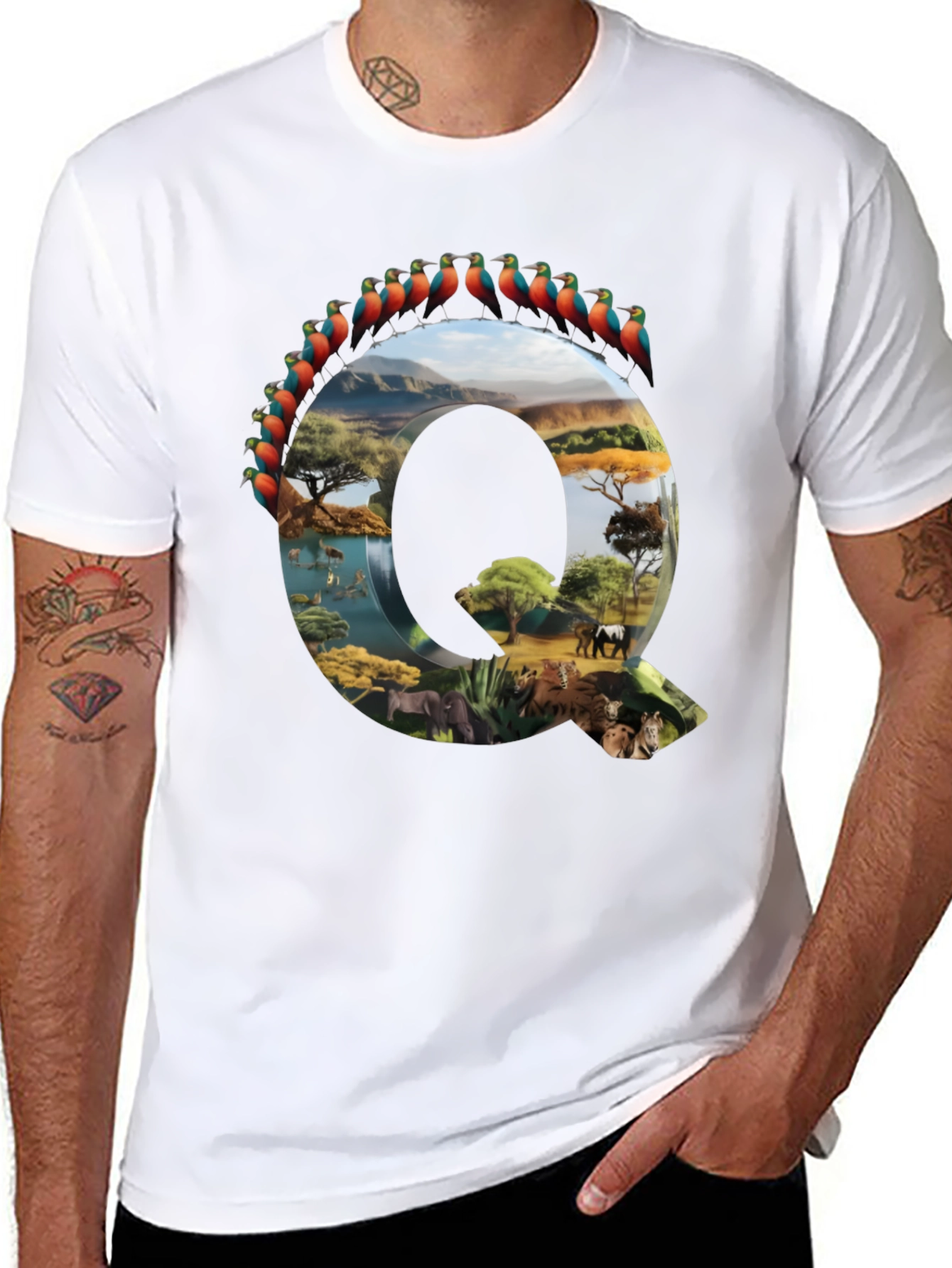 Safari Animals Letter Q Graphic Tee