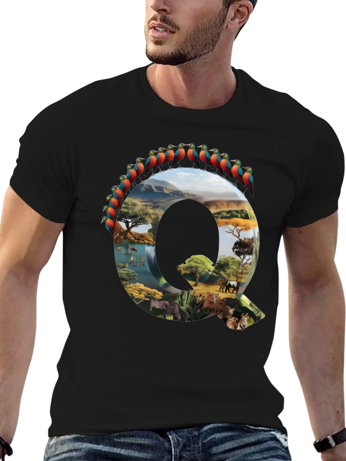 Safari Animals Letter Q Graphic Tee