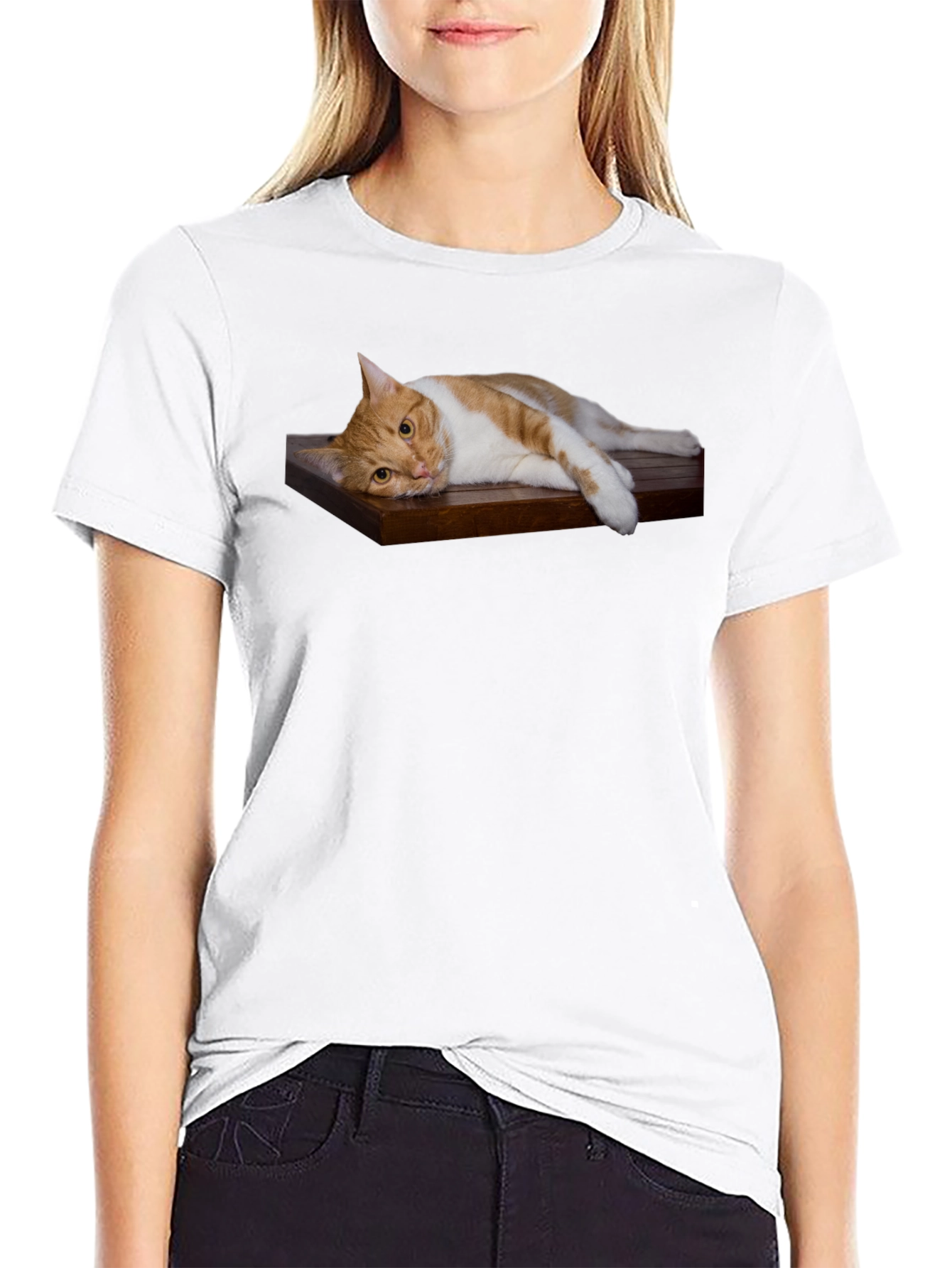 Cat on Wood Shelf Graphic Tee