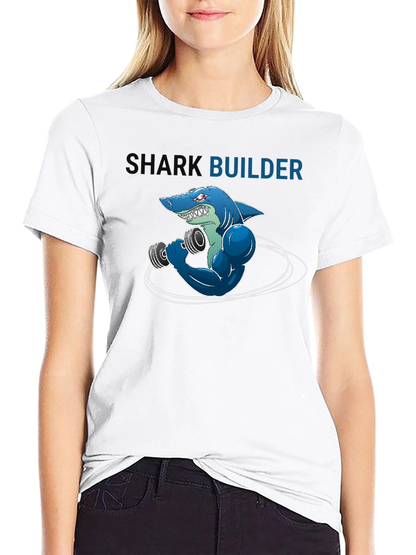 Shark Builder T-Shirt - Funny Gym Workout Design