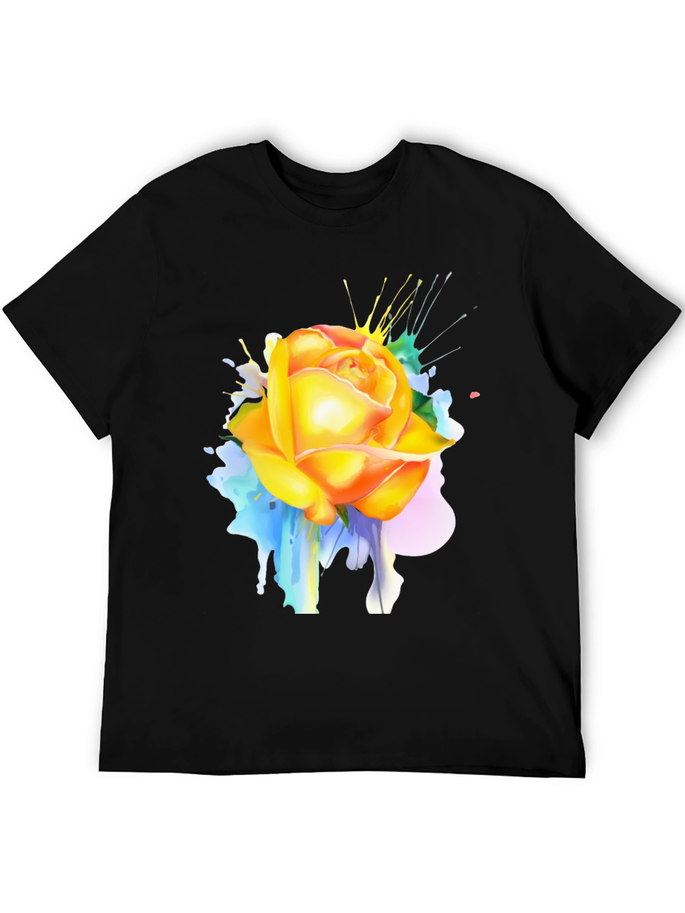 Rose Splash Graphic Tee - Modern Art T-Shirt