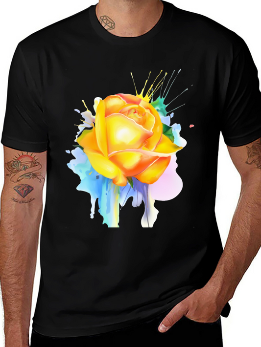Rose Splash Graphic Tee - Modern Art T-Shirt
