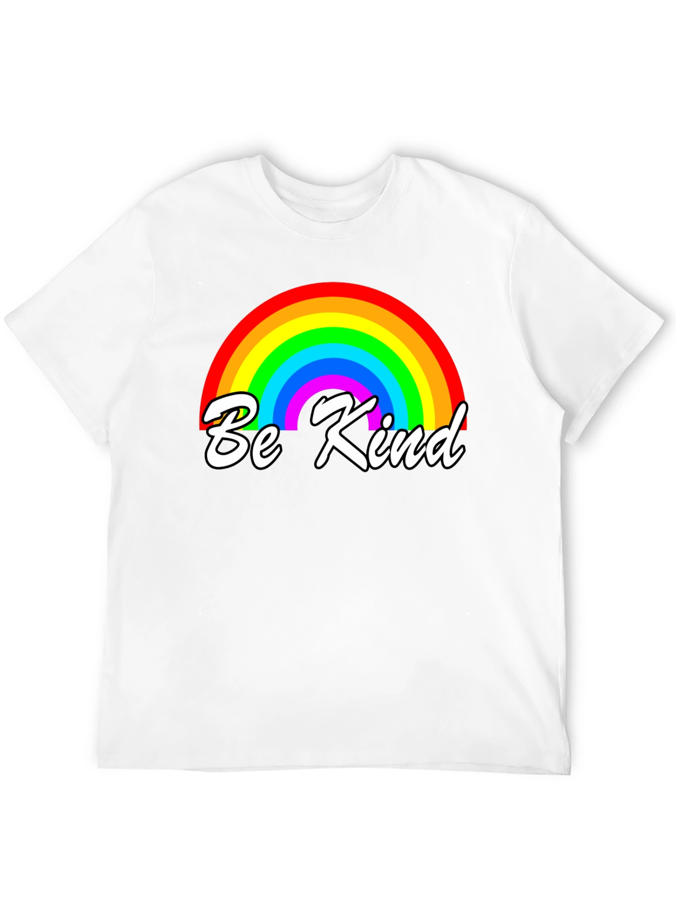 Be Kind Rainbow Graphic Tee - Black Cotton T-Shirt