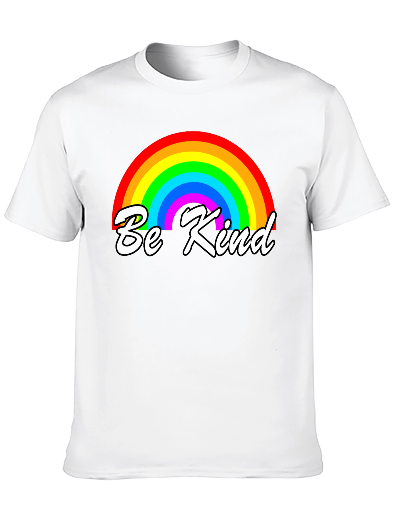 Be Kind Rainbow Graphic Tee - Black Cotton T-Shirt