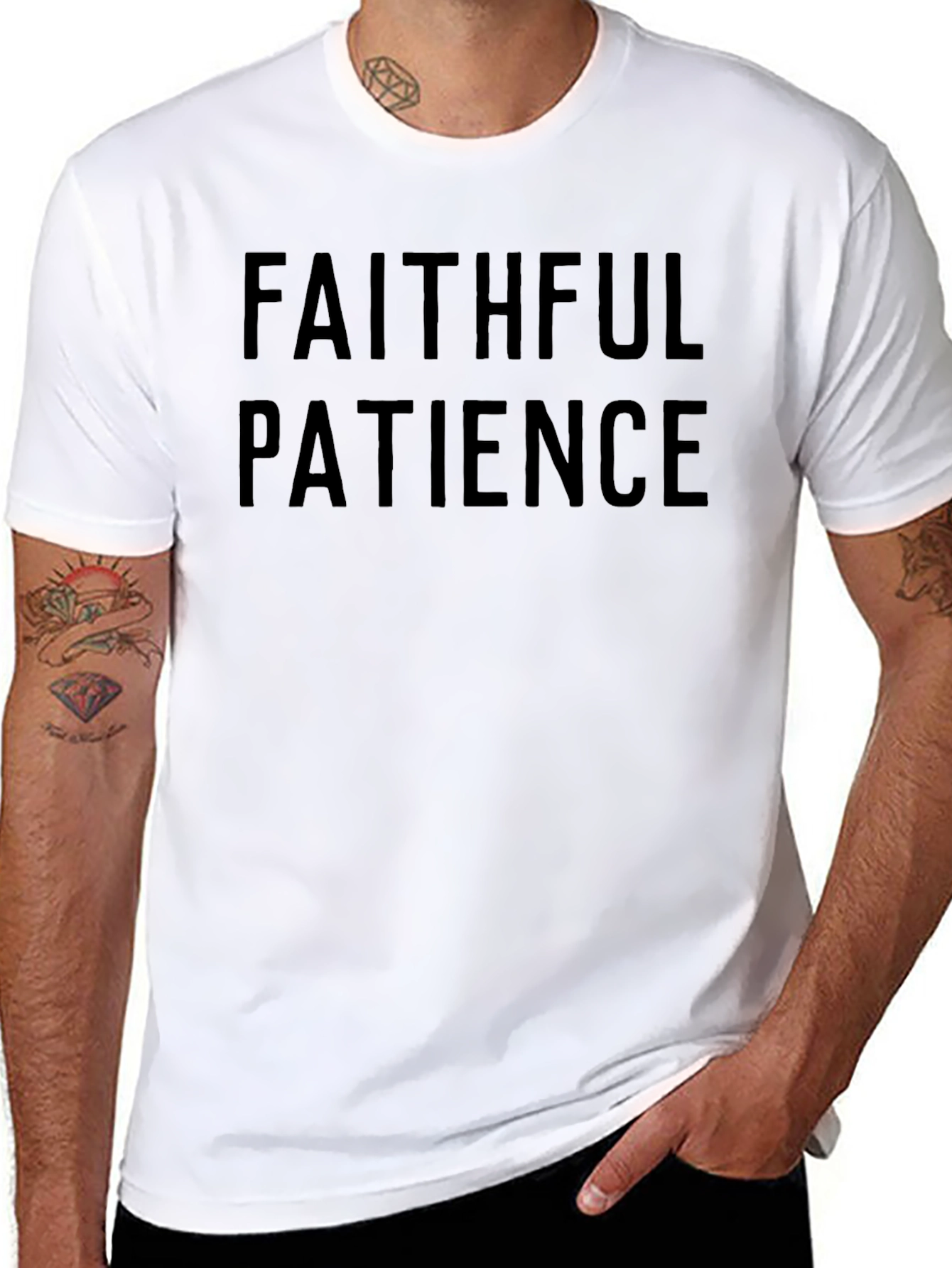 Faithful Patience Graphic Tee - Solid Black Casual Shirt