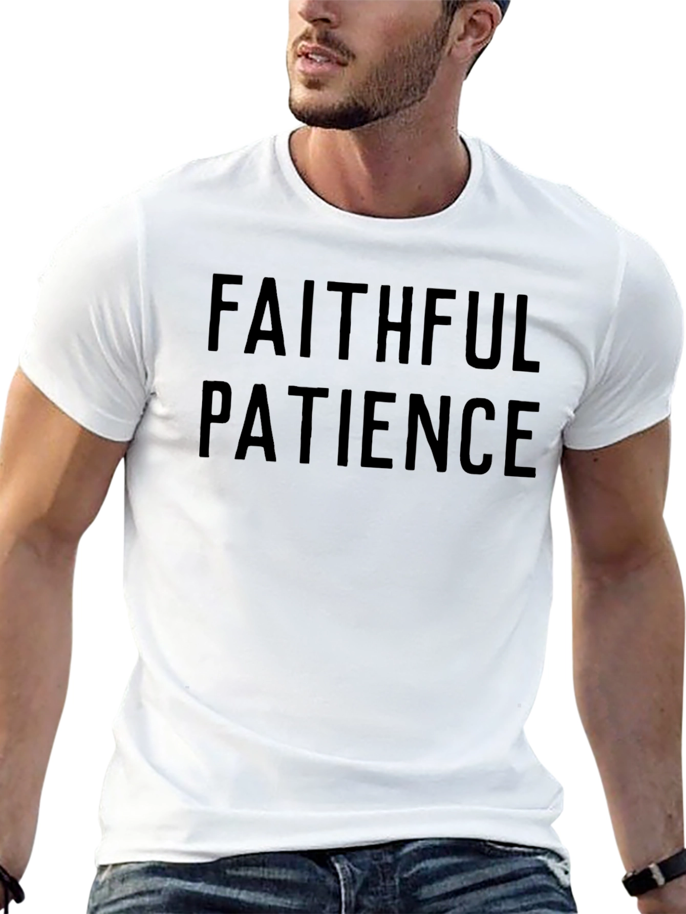 Faithful Patience Graphic Tee - Solid Black Casual Shirt