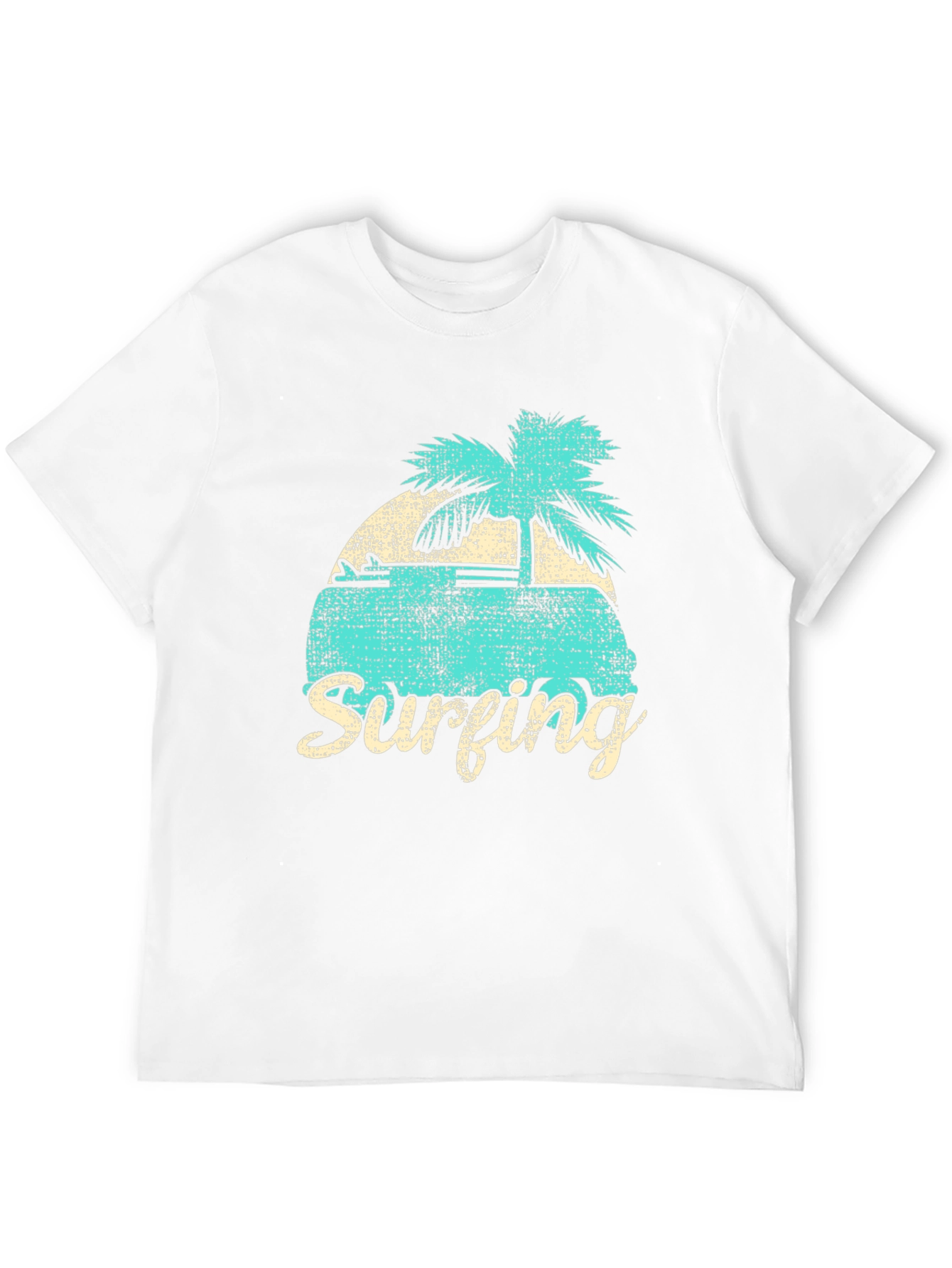 Retro Surfing Graphic Tee - Black Cotton T-Shirt