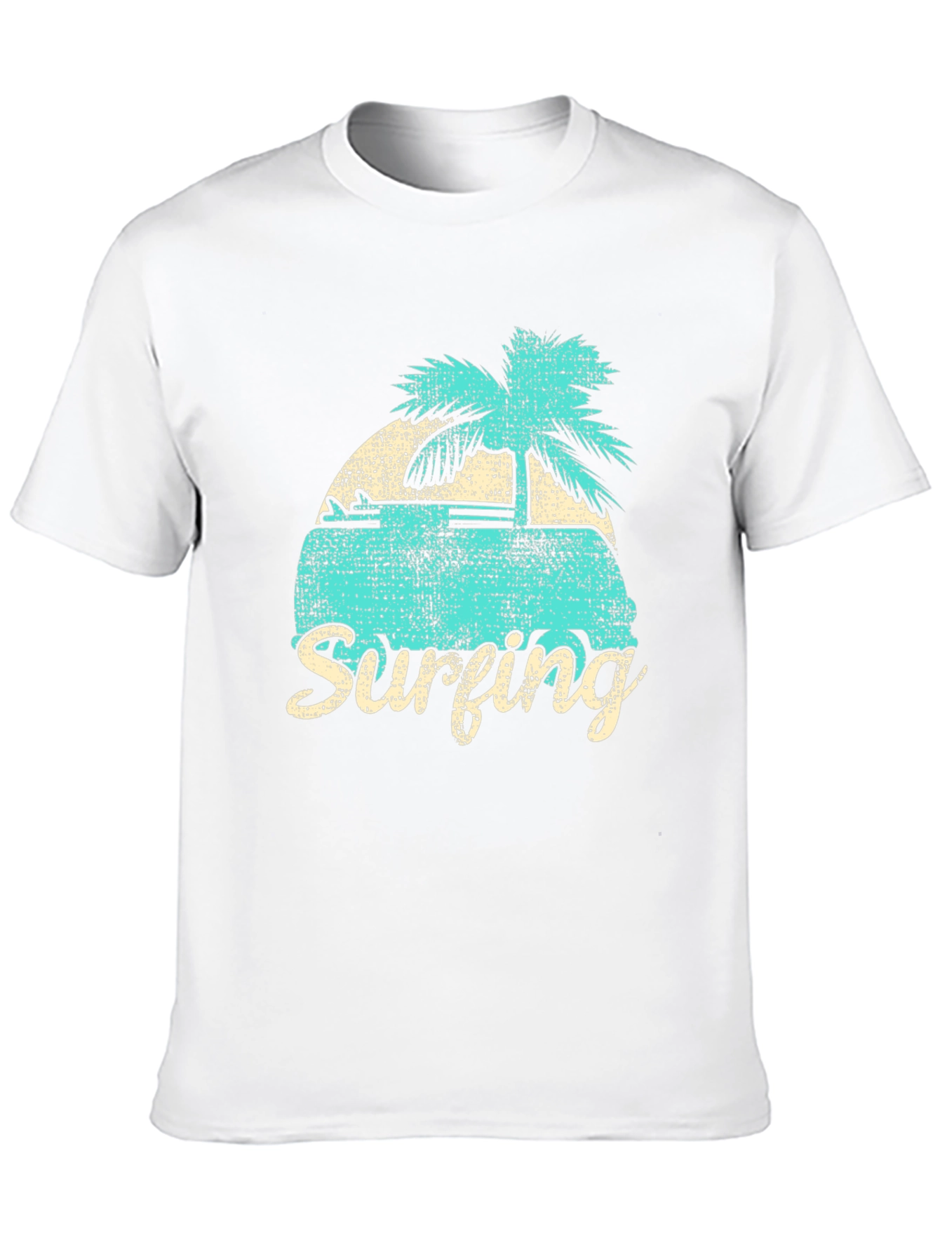 Retro Surfing Graphic Tee - Black Cotton T-Shirt