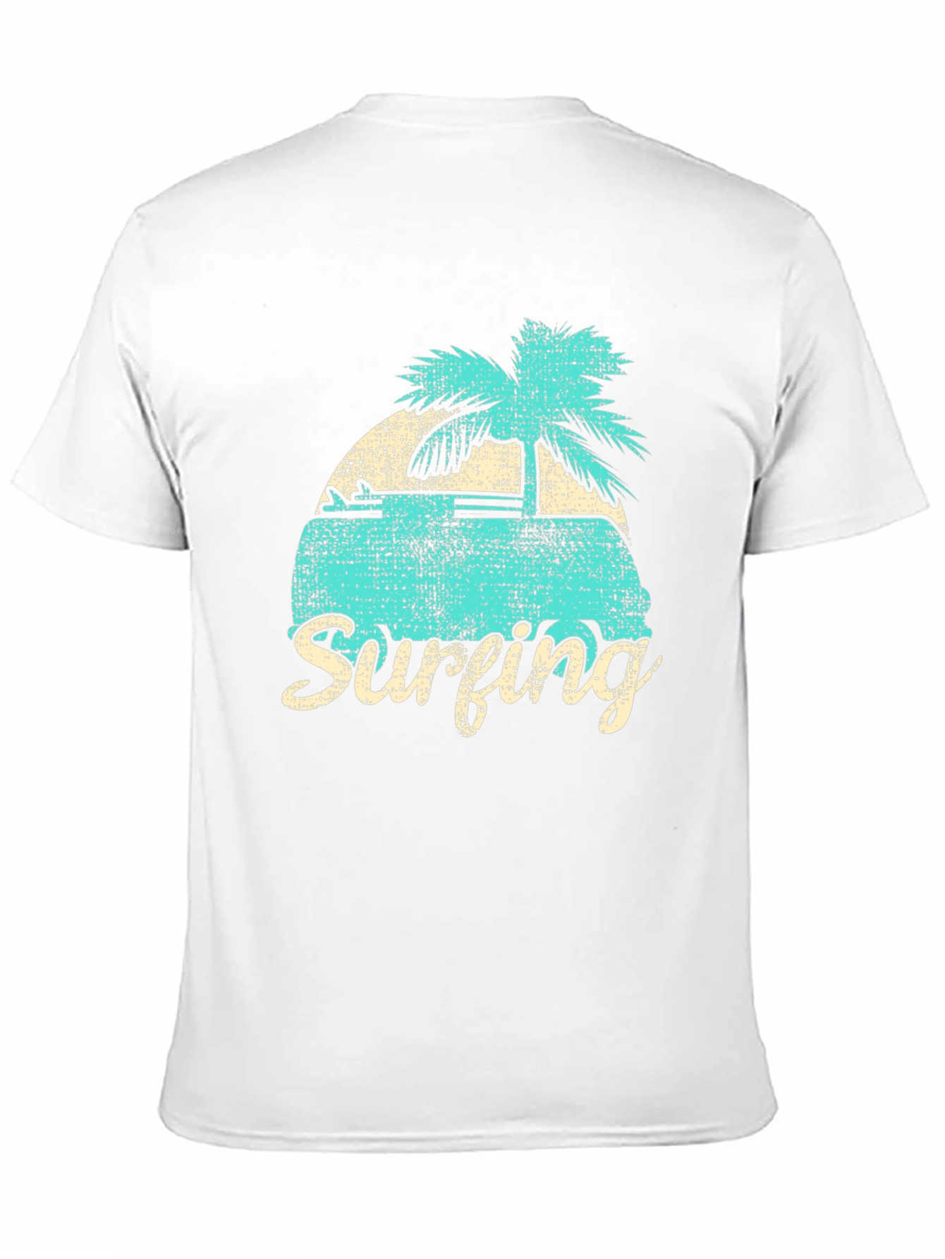 Retro Surfing Graphic Tee - Black Cotton T-Shirt