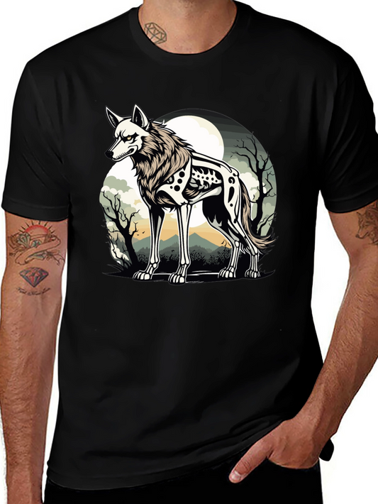 Wolf Skeleton T-Shirt Moonlit Gothic Design