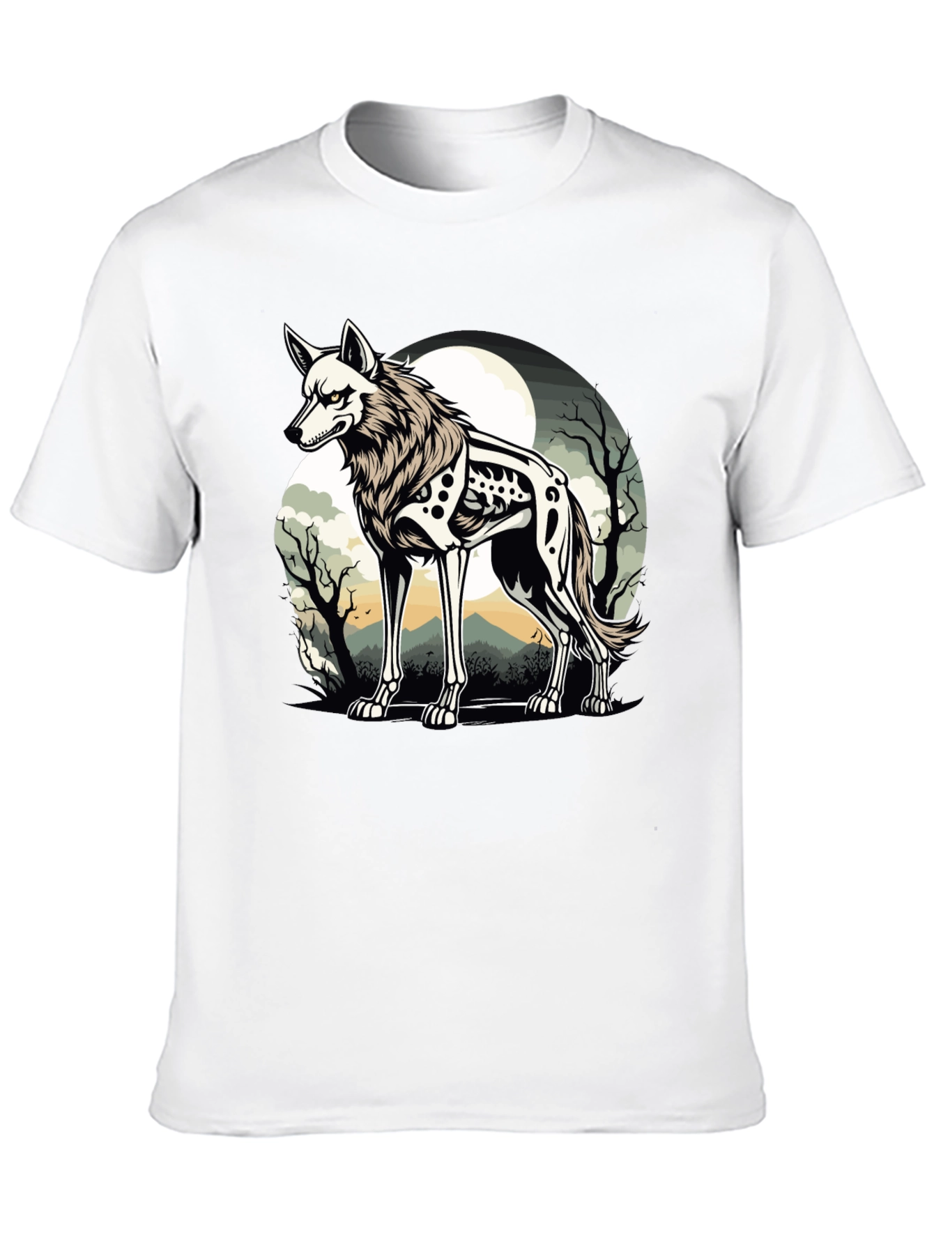 Wolf Skeleton T-Shirt Moonlit Gothic Design