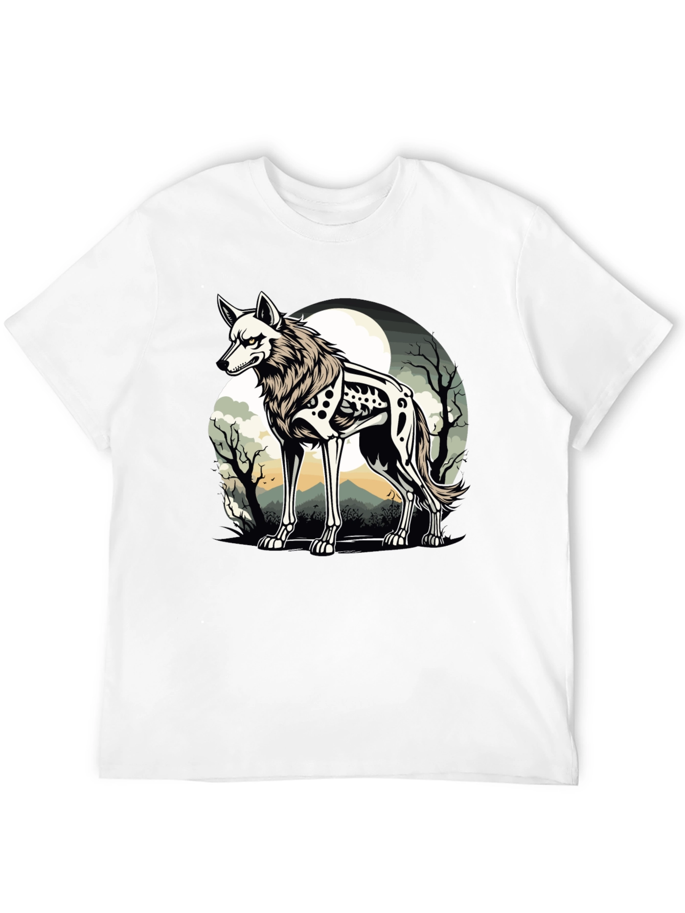 Wolf Skeleton T-Shirt Moonlit Gothic Design