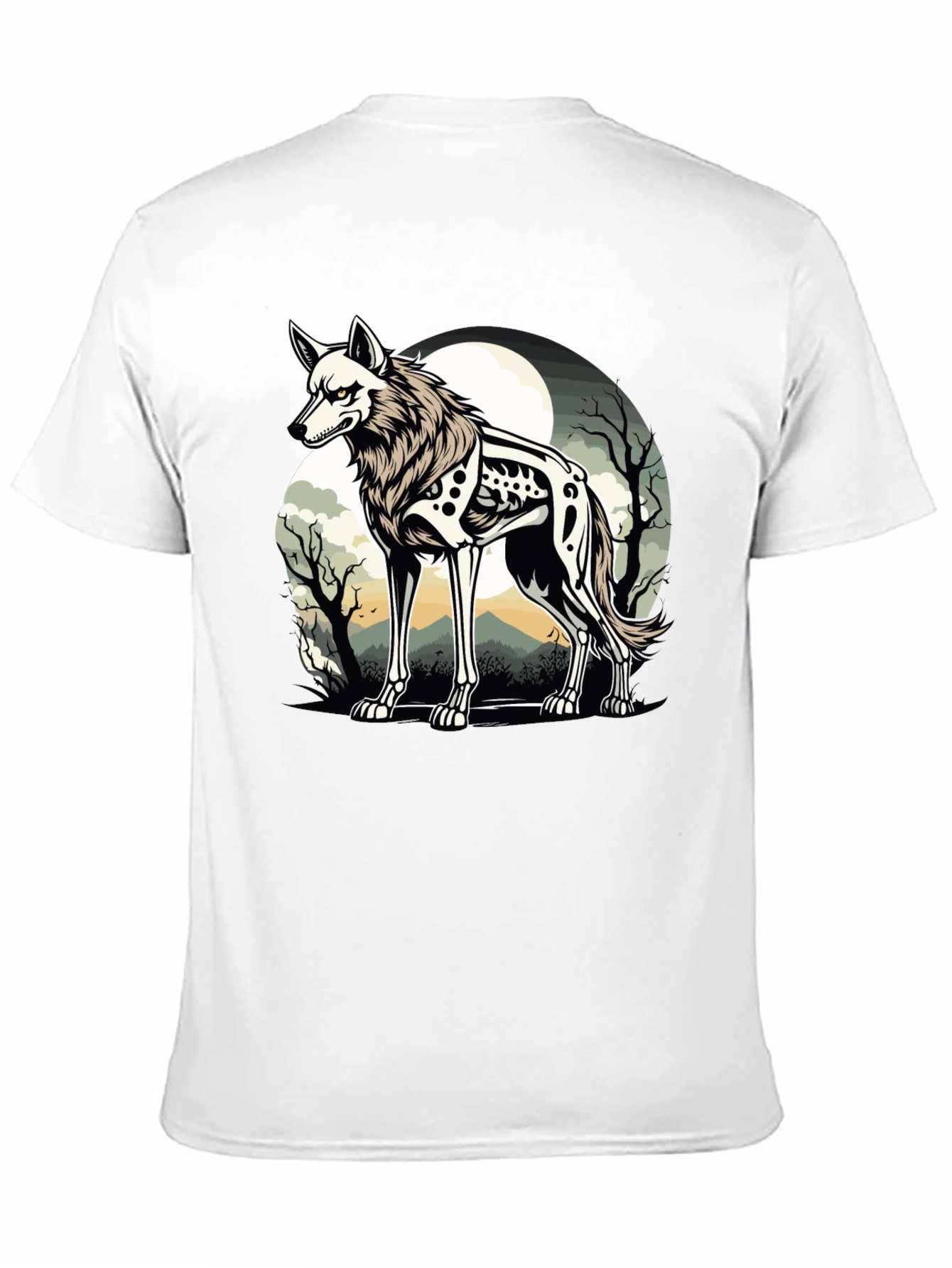 Wolf Skeleton T-Shirt Moonlit Gothic Design