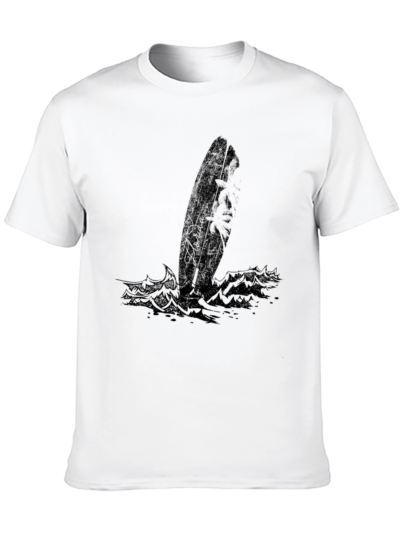 Black Surfboard Graphic Tee - Coastal Style