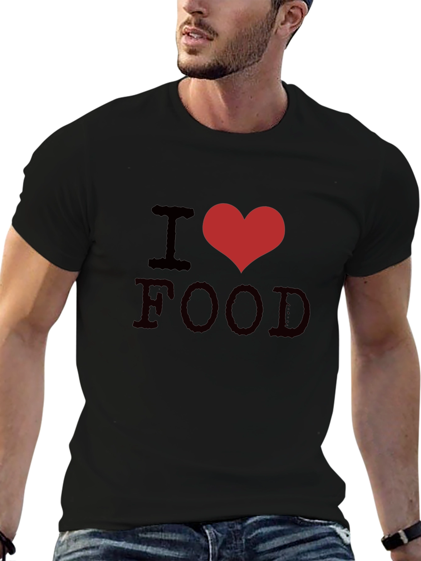 I Heart Food Graphic Tee - Unisex Black T-Shirt