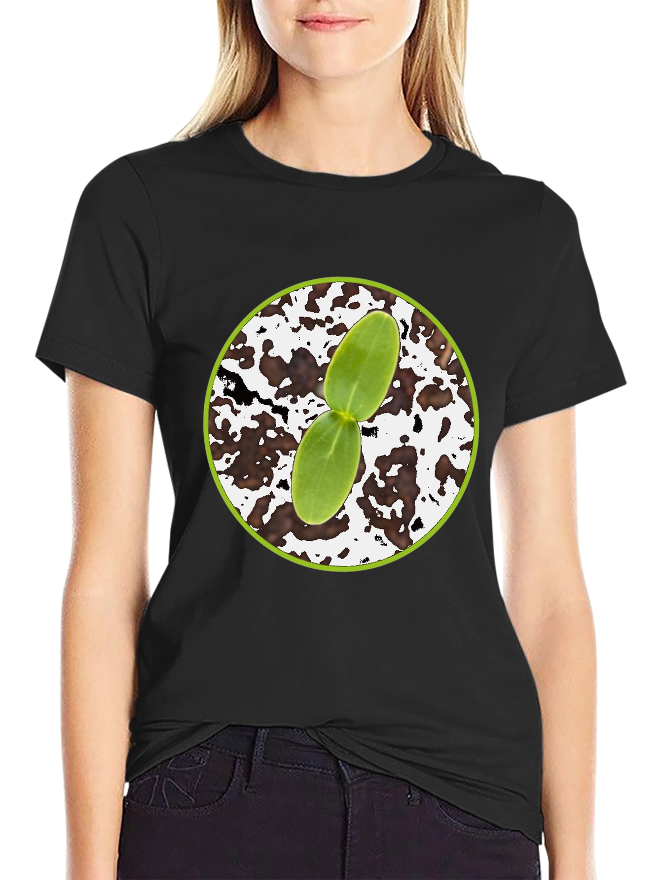 Seedling Graphic Tee - Black Cotton Comfort