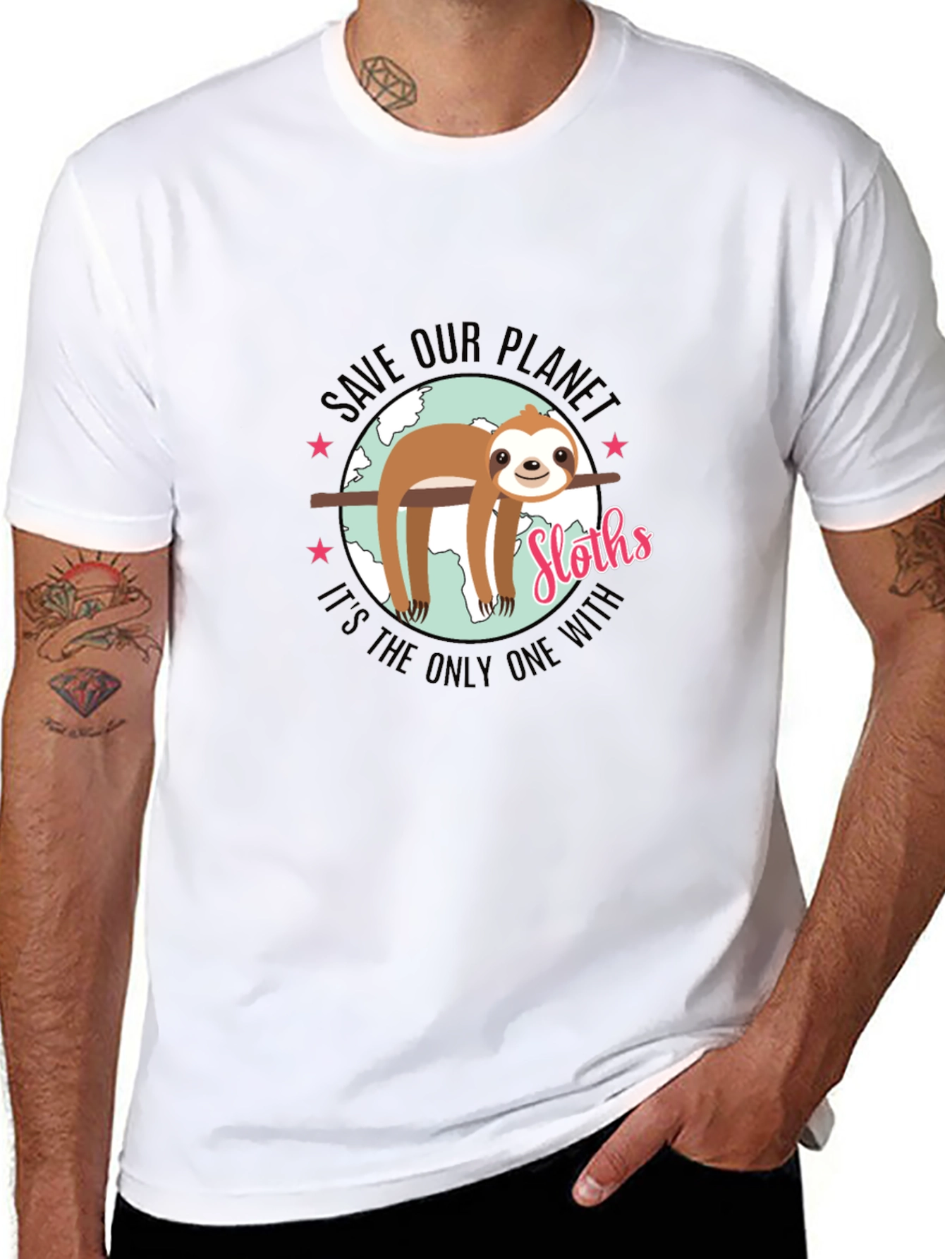 Save Our Planet Sloth Graphic T-Shirt