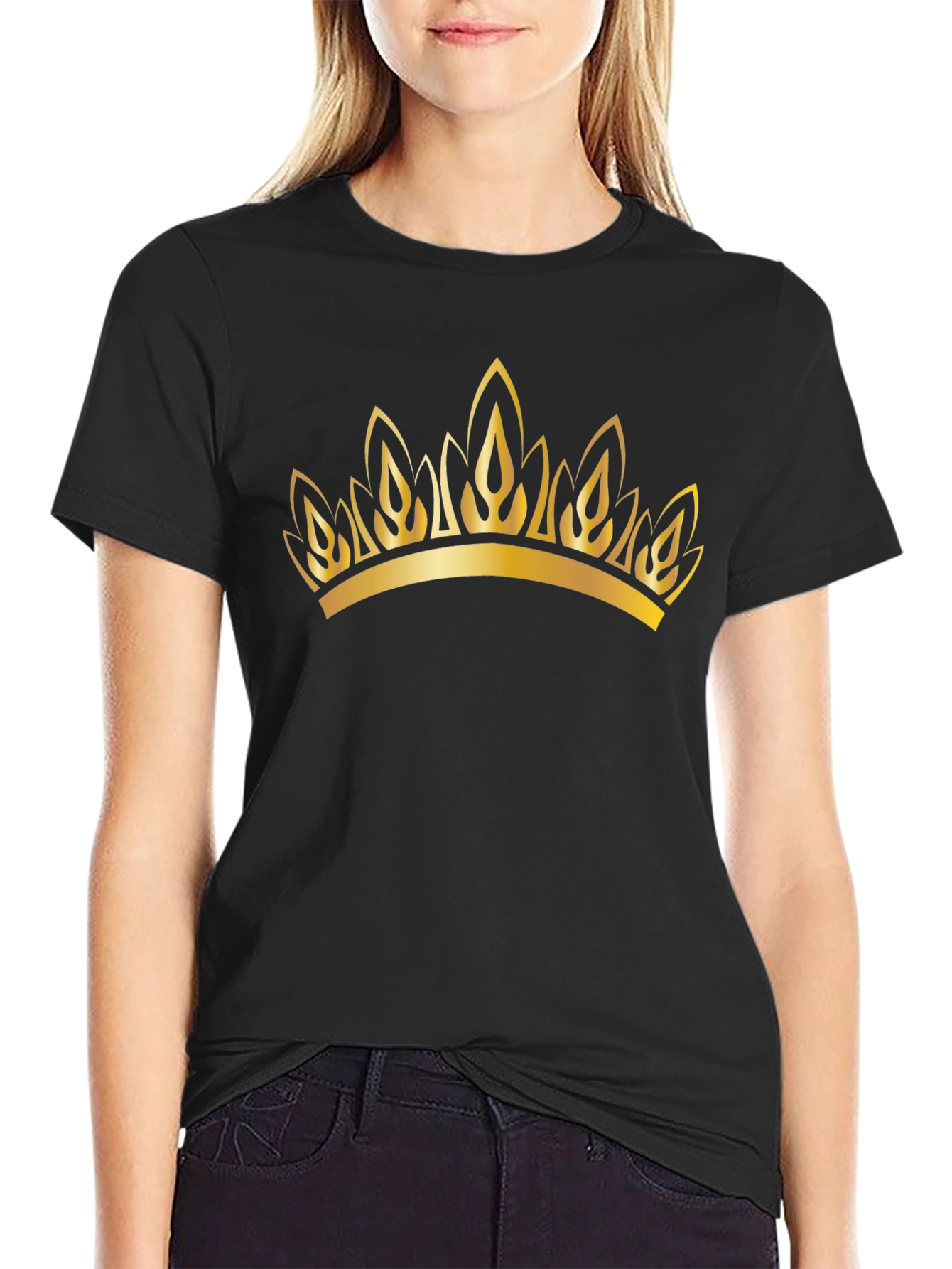Golden Crown Graphic Black T-Shirt